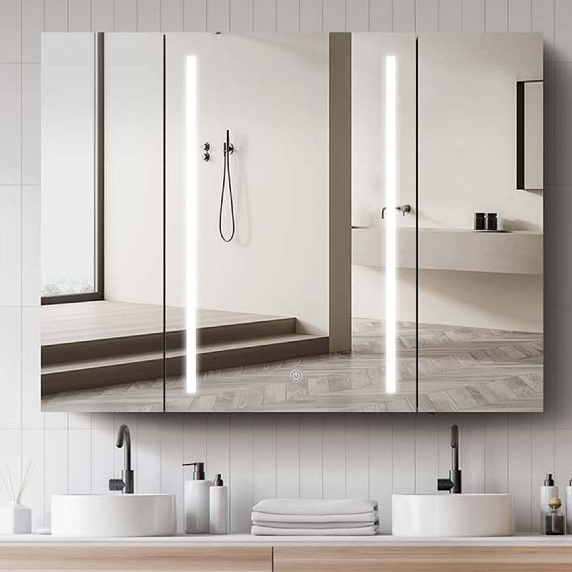 40" Aluminum Surface Mount Medicine Cabinet with Mirror and LED Lights