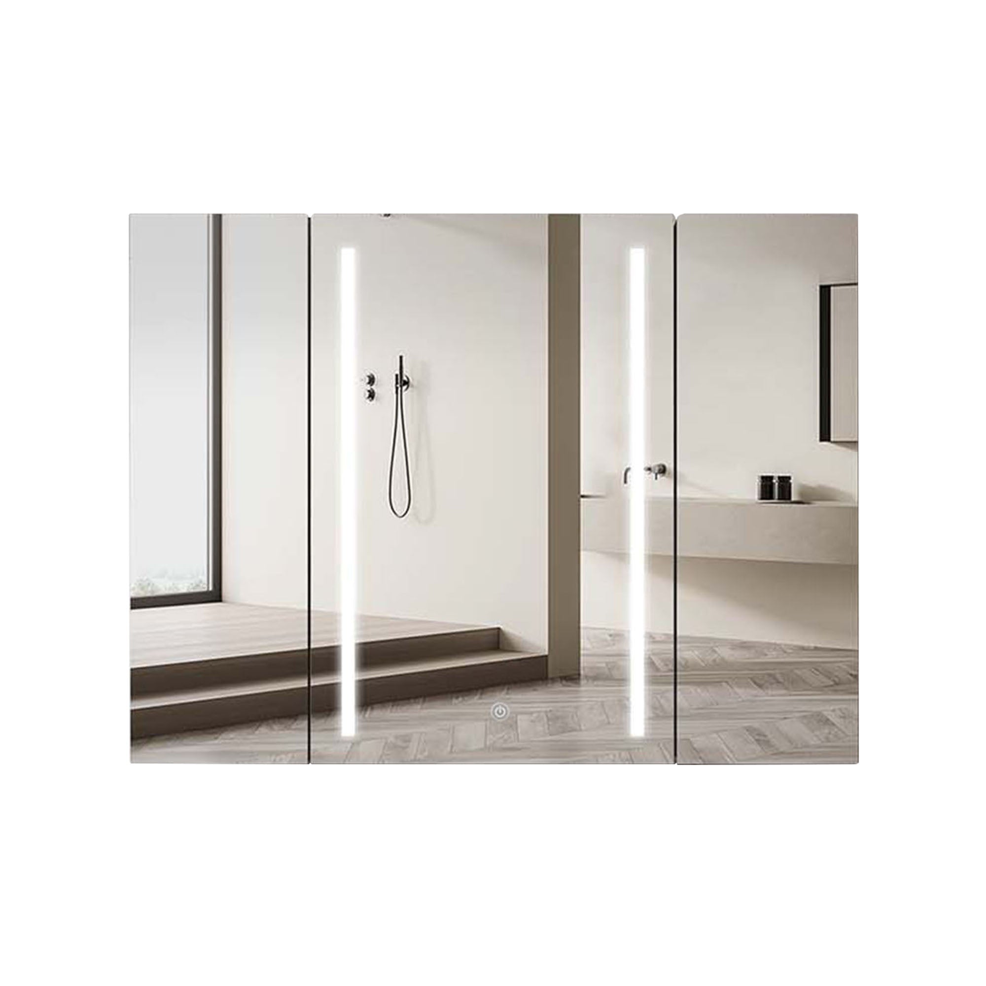 40" Aluminum Surface Mount Medicine Cabinet with Mirror and LED Lights
