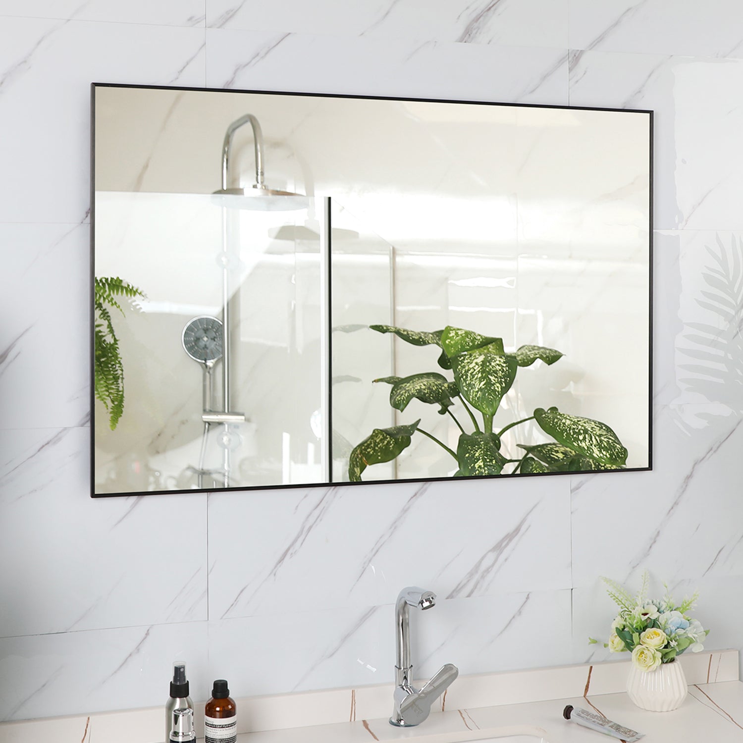 Rectangular Framed Anti-rust Wall Mounted Bathroom Mirror