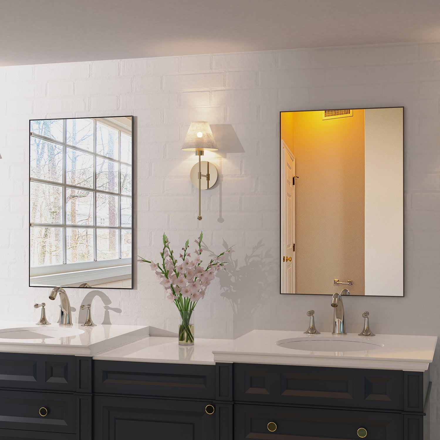 Rectangular Framed Anti-rust Wall Mounted Bathroom Mirror