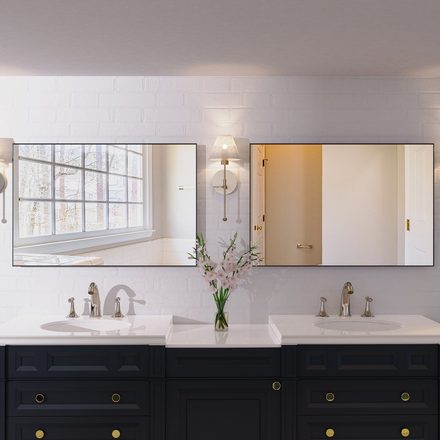 Rectangular Framed Anti-rust Wall Mounted Bathroom Mirror