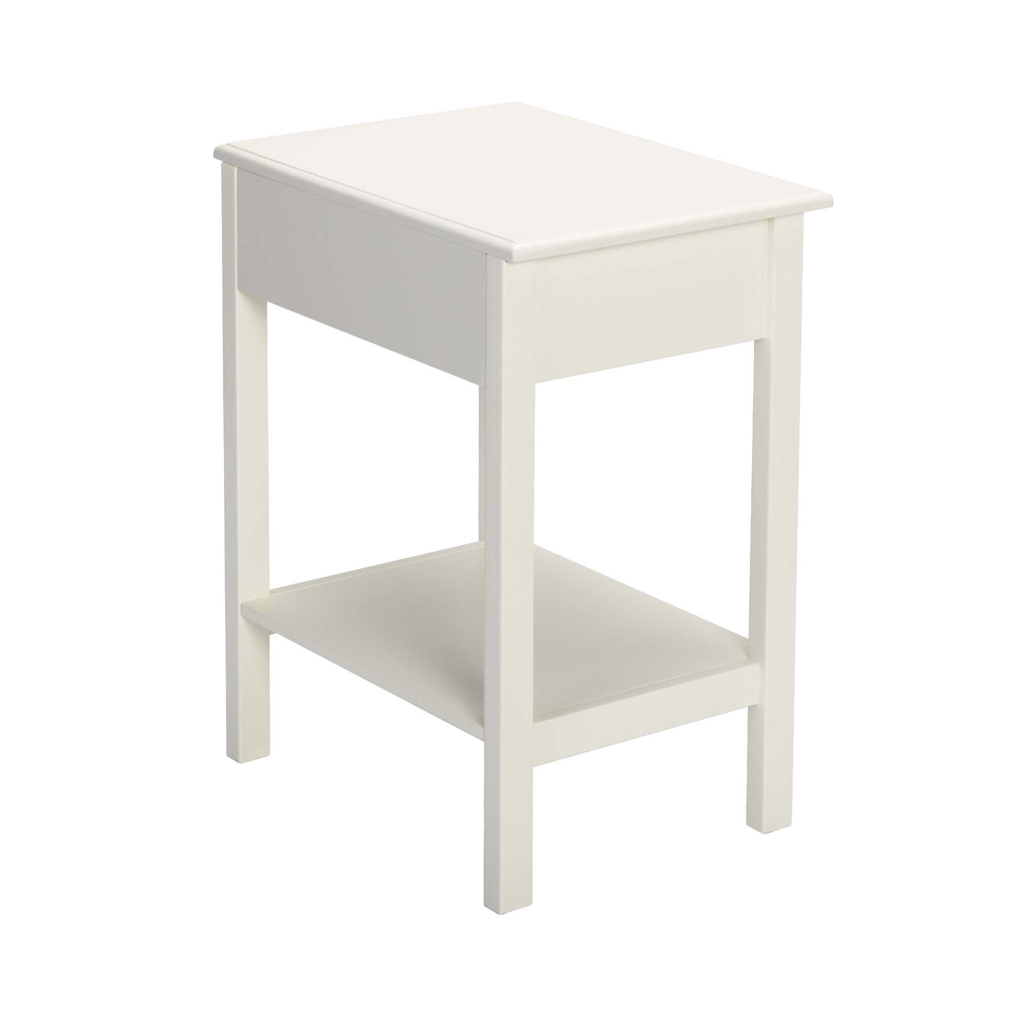 2 Set Wood Nightstand with 1-Drawer and Open Shelf in White