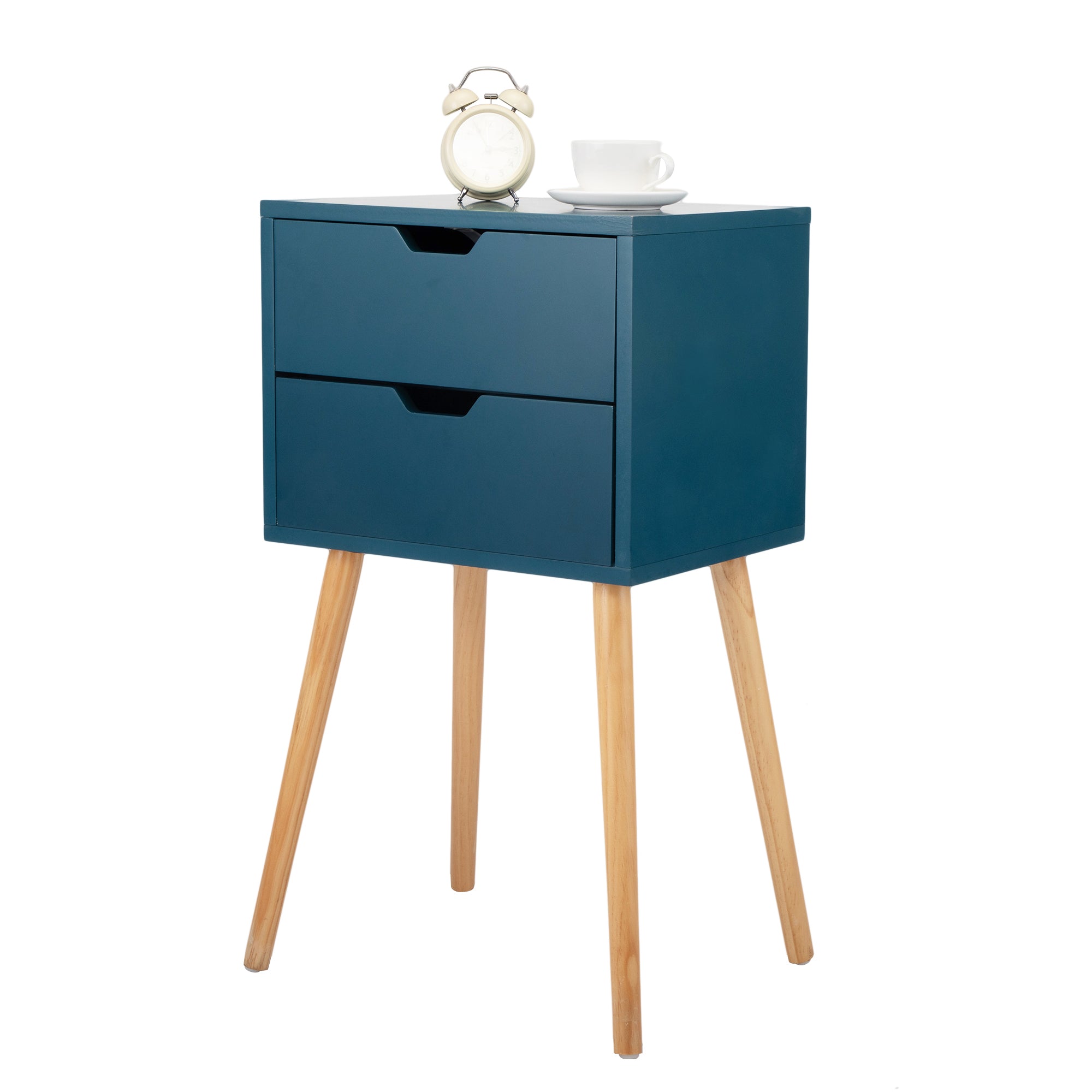 2 Set Wood Nightstand with 2 Sliding Drawers