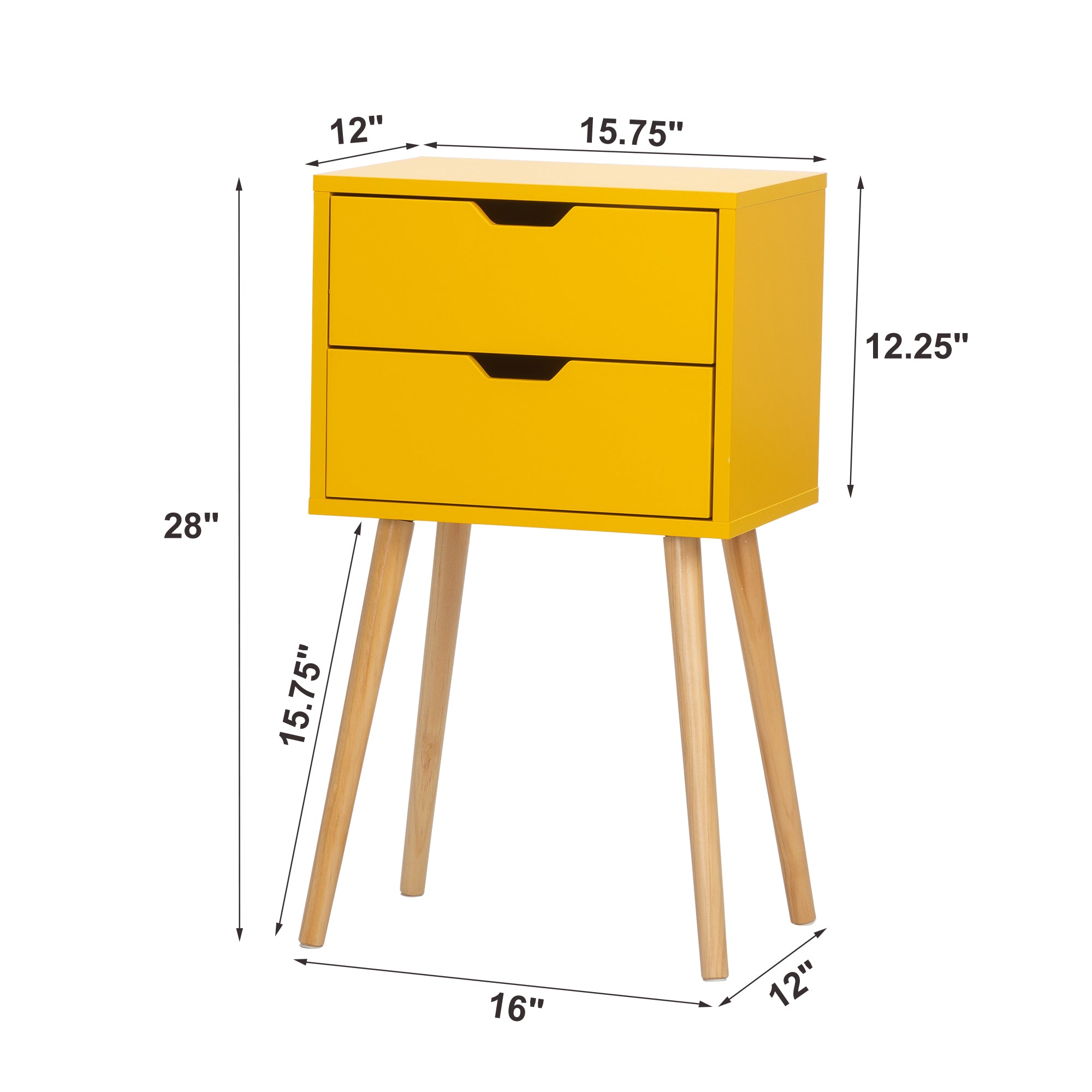 2 Set Wood Nightstand with 2 Sliding Drawers