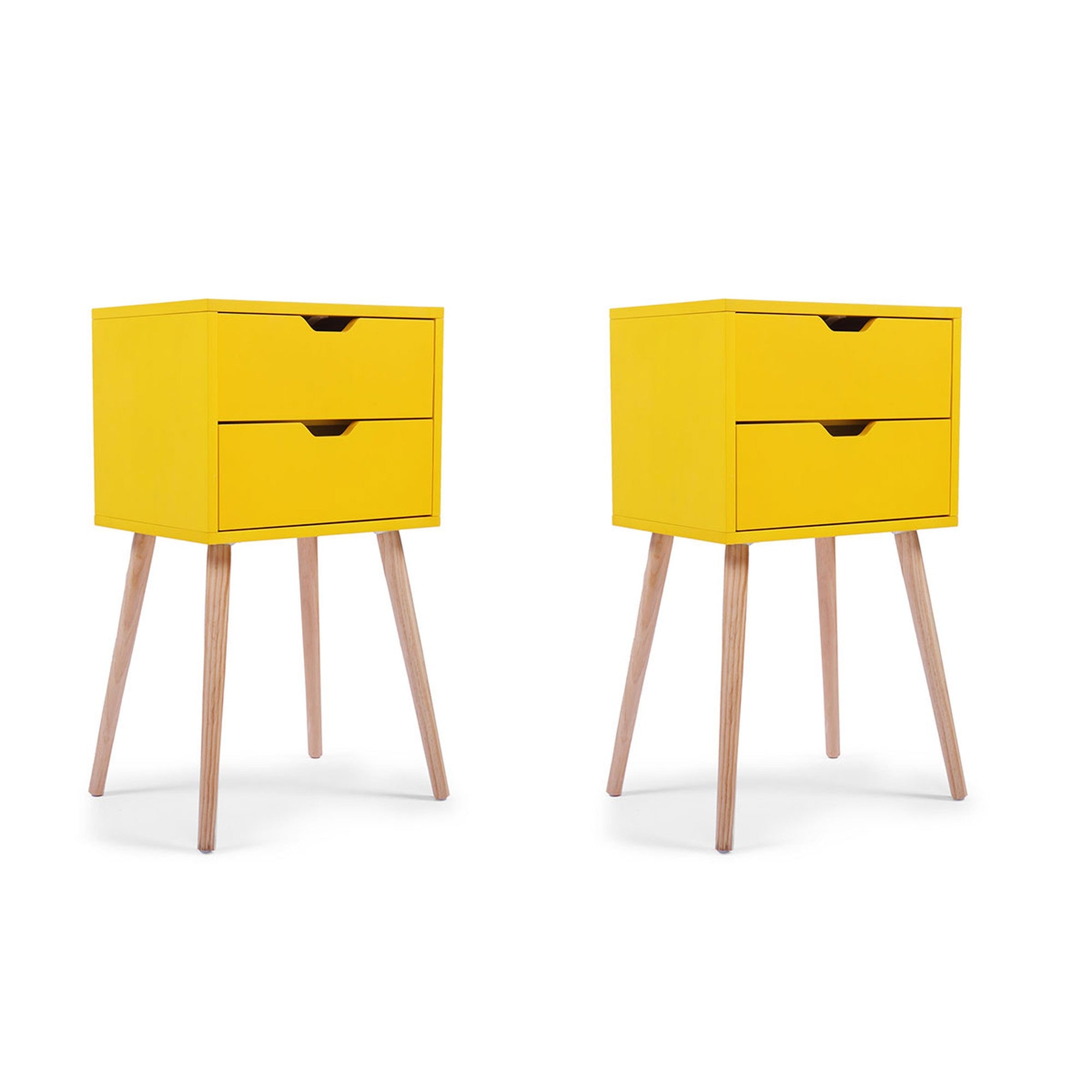 2 Set Wood Nightstand with 2 Sliding Drawers