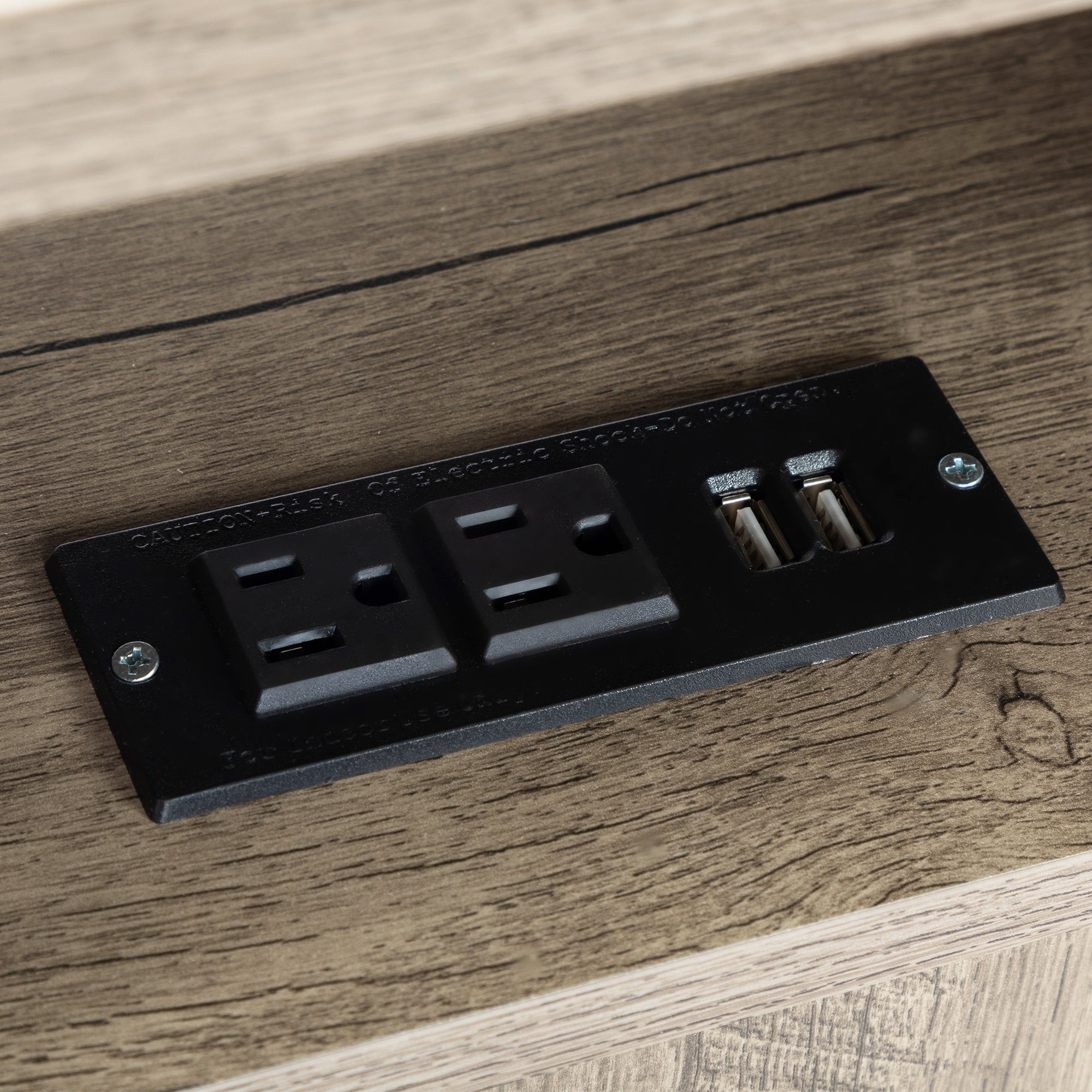 24" Tall Wood Nightstand With Power Outlets and USB Ports