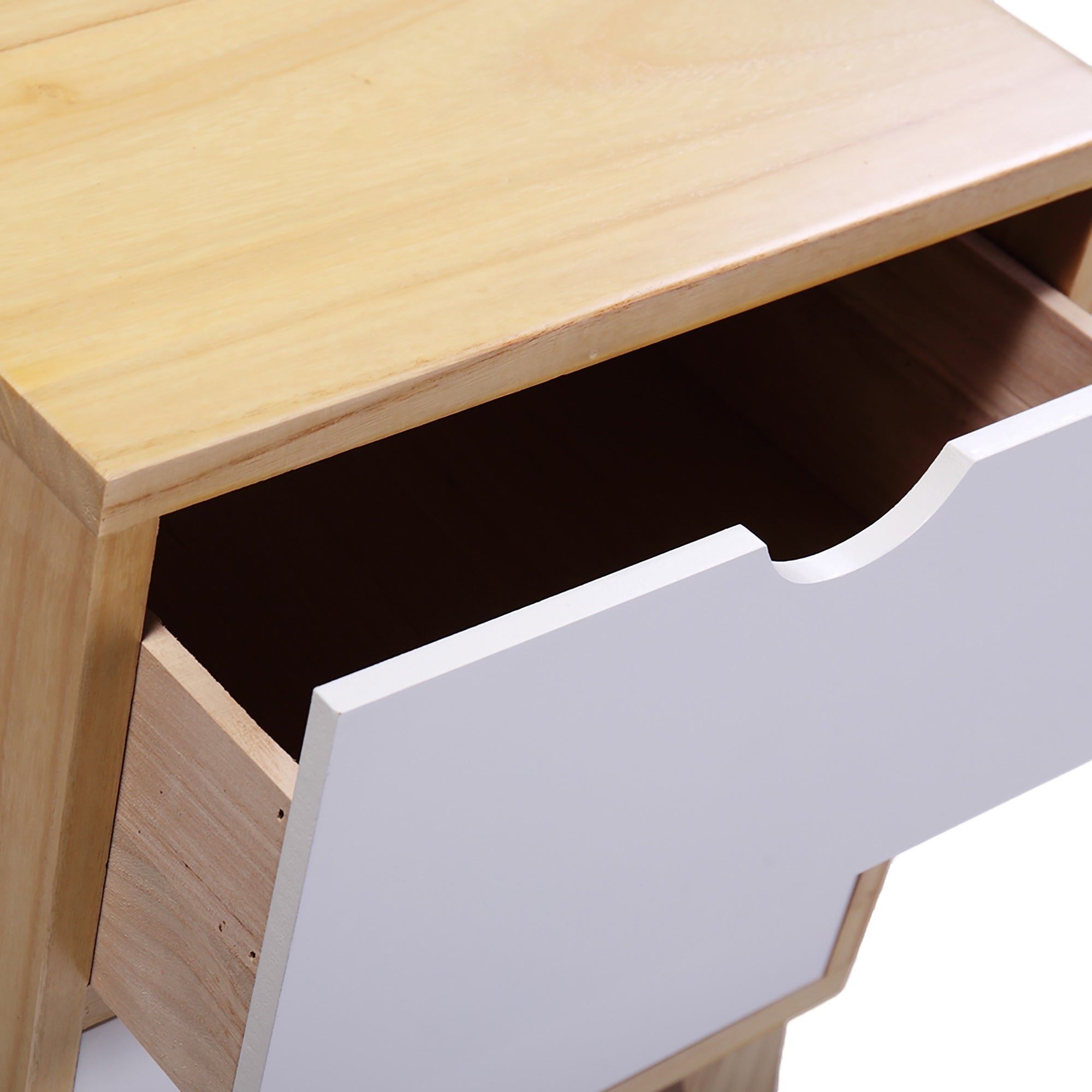 2 Set 2-Drawer Wood Nightstand in White