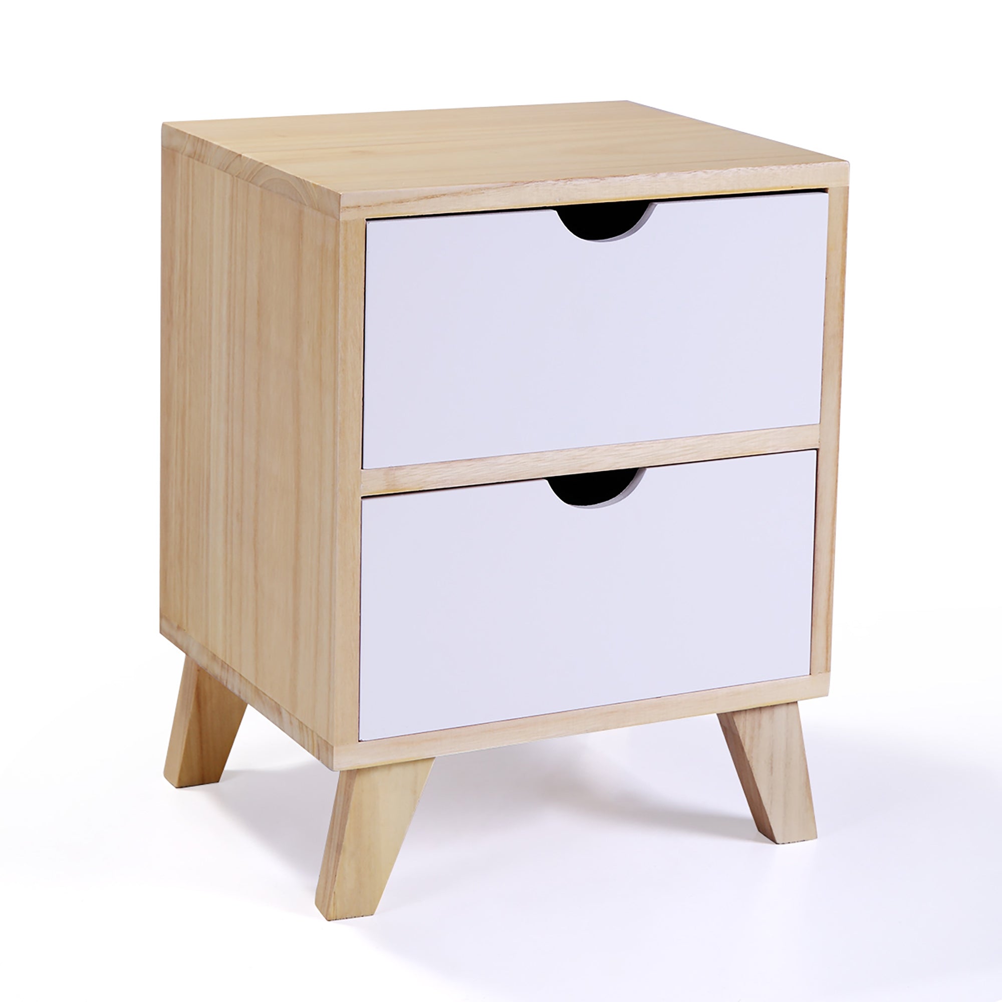 2 Set 2-Drawer Wood Nightstand in White