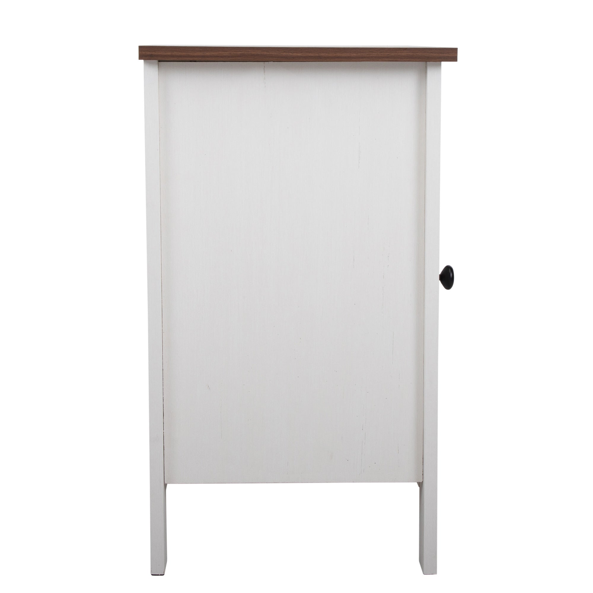 2 Set Wood Nightstand with Glass Door in White
