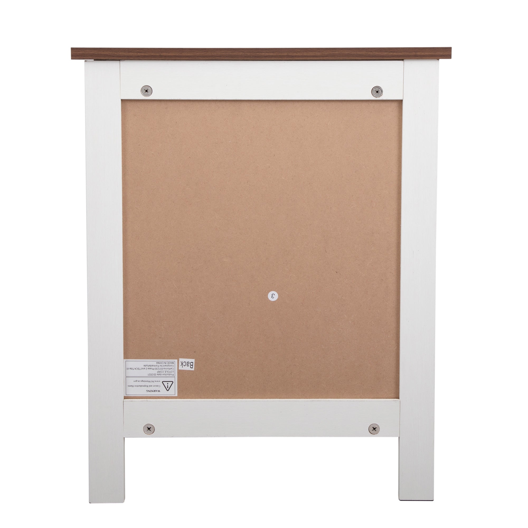 2 Set Wood Nightstand with Glass Door in White