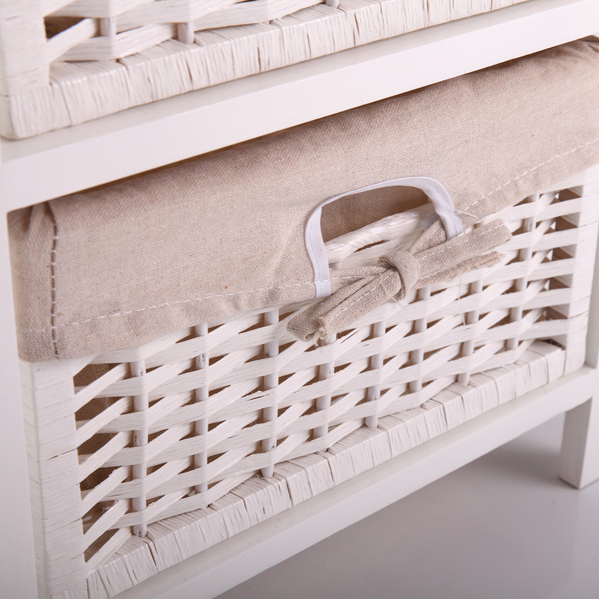 25" Tall 1-Drawer Wood Nightstand with Two Removable Baskets in White