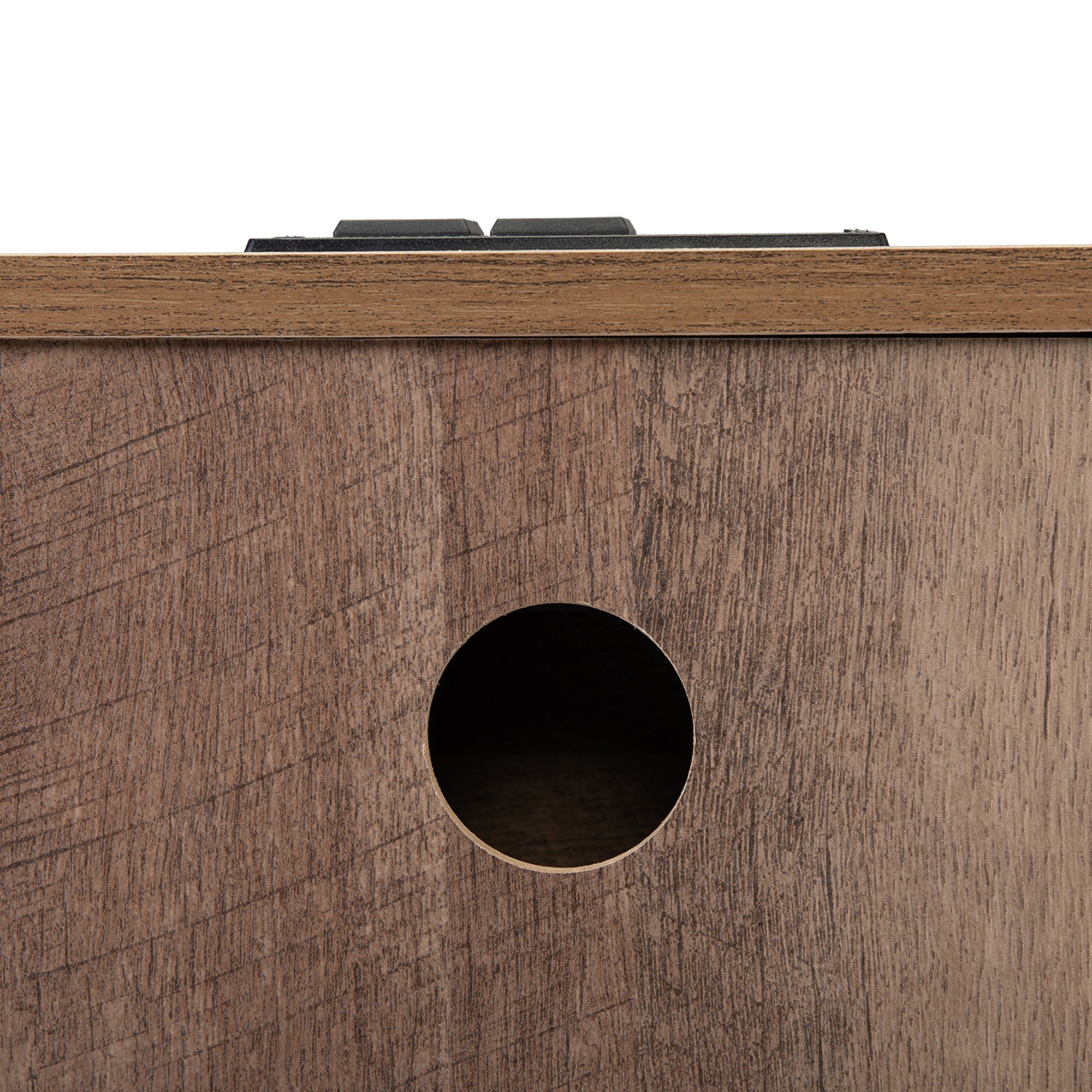 2 Set 1-Drawer Wood Nightstand with Power Outlets and Exterior Shelf in Brown
