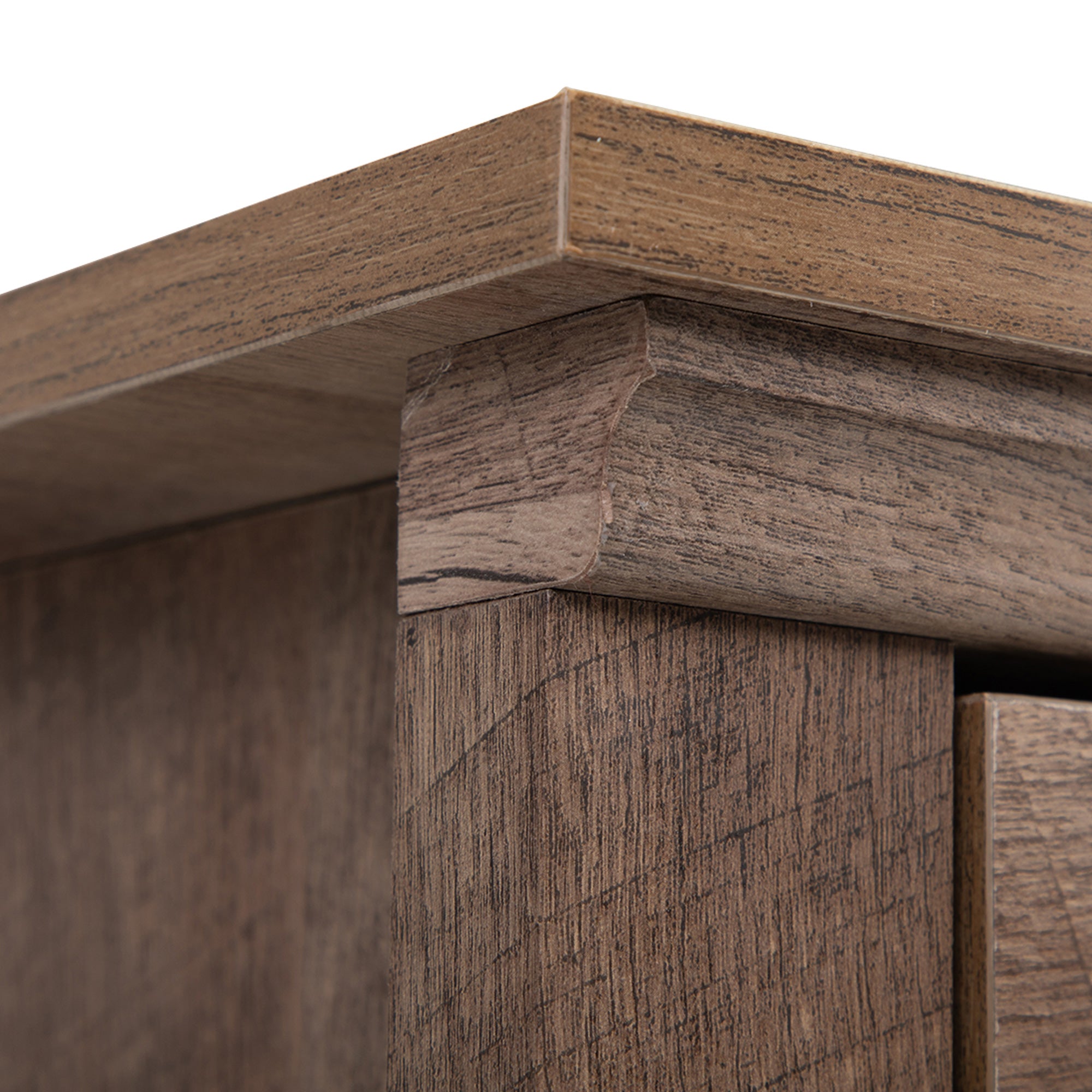 2 Set 1-Drawer Wood Nightstand with Power Outlets and Exterior Shelf in Brown