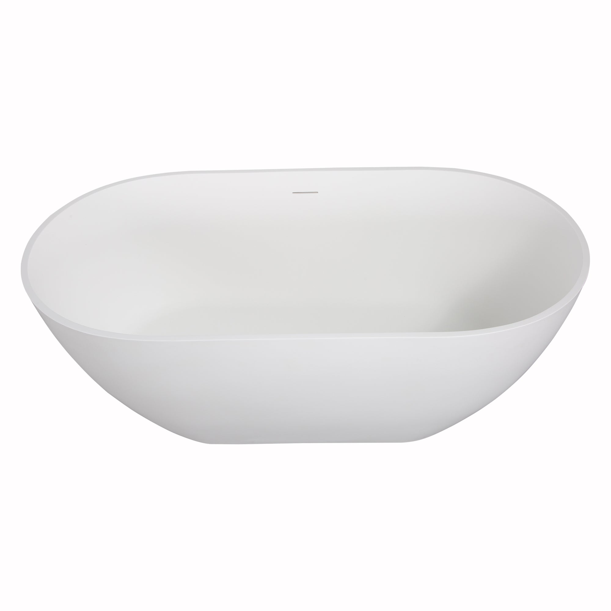 Solid Surface Freestanding Flatbottom Soaking Bathtub in White