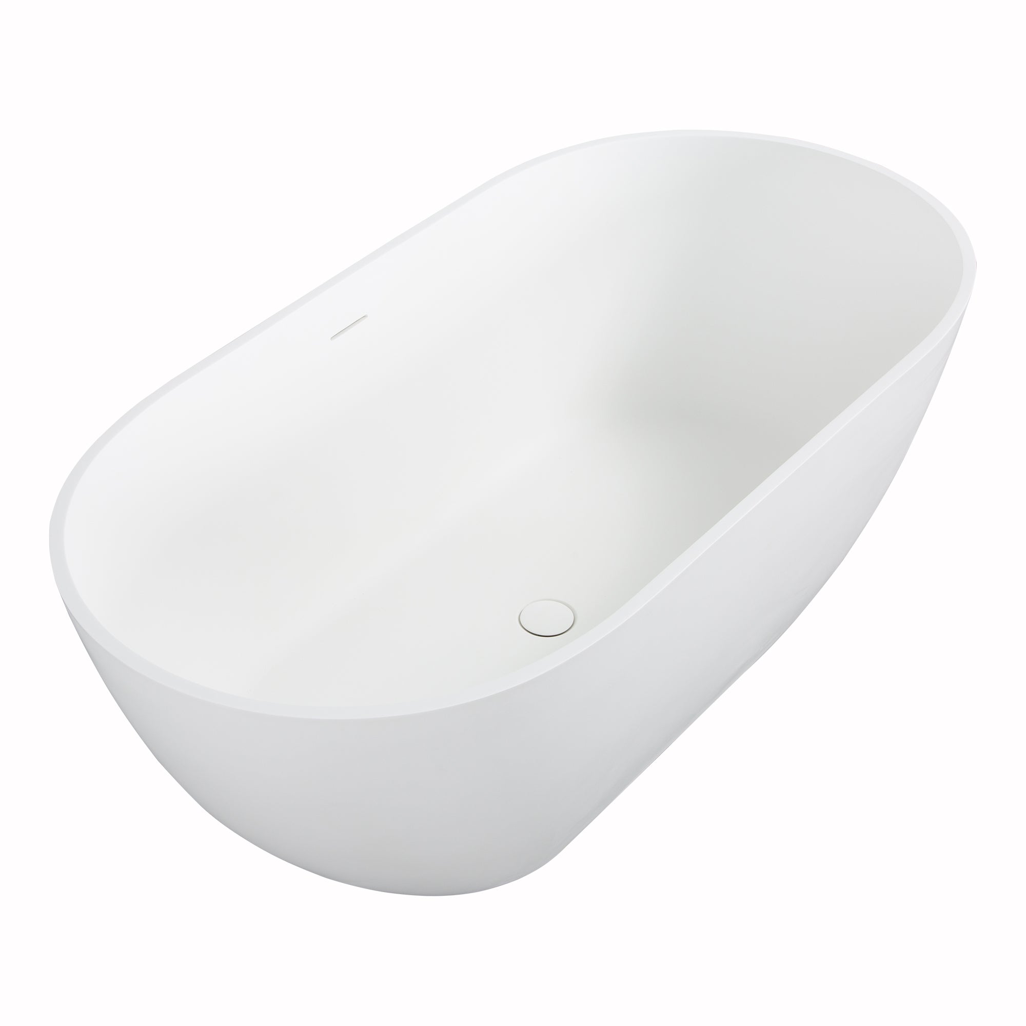 Solid Surface Freestanding Flatbottom Soaking Bathtub in White
