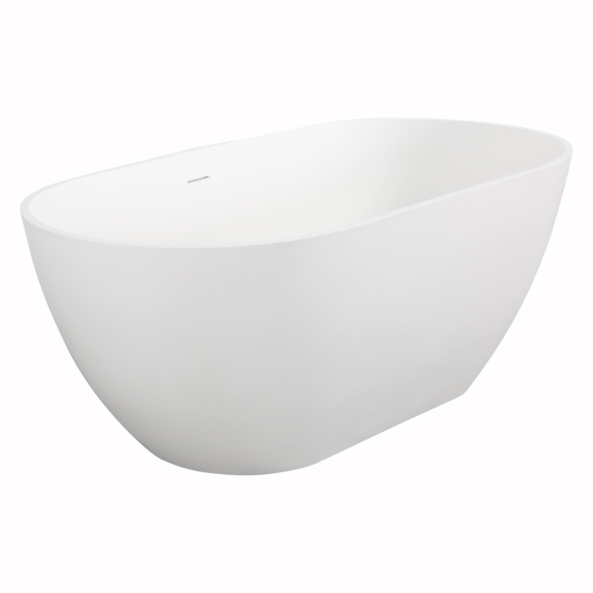 Solid Surface Freestanding Flatbottom Soaking Bathtub in White
