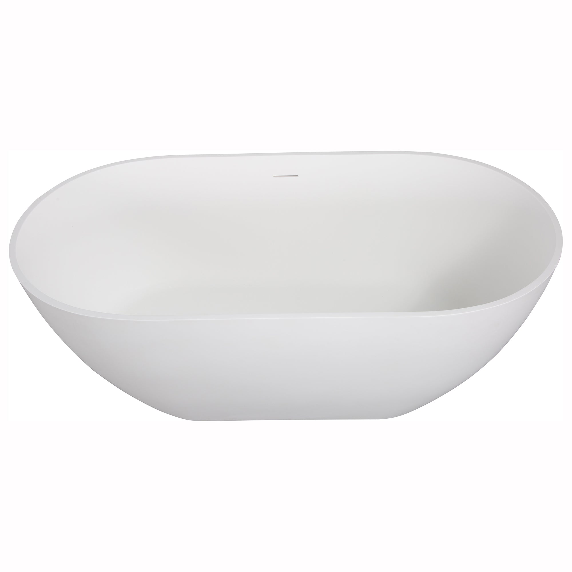 Solid Surface Freestanding Flatbottom Soaking Bathtub in White