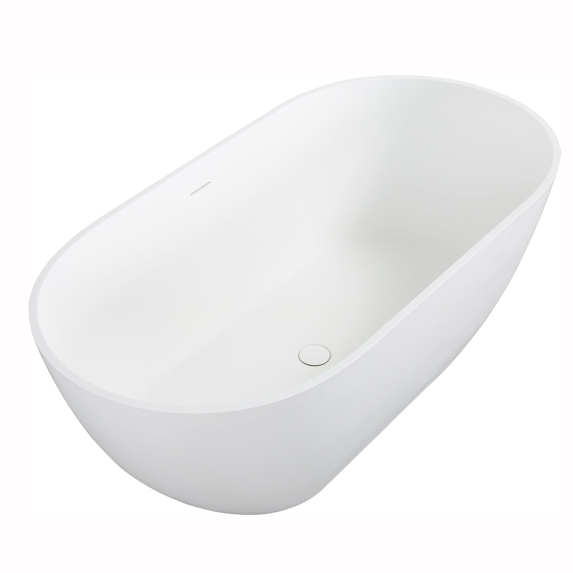 Solid Surface Freestanding Flatbottom Soaking Bathtub in White