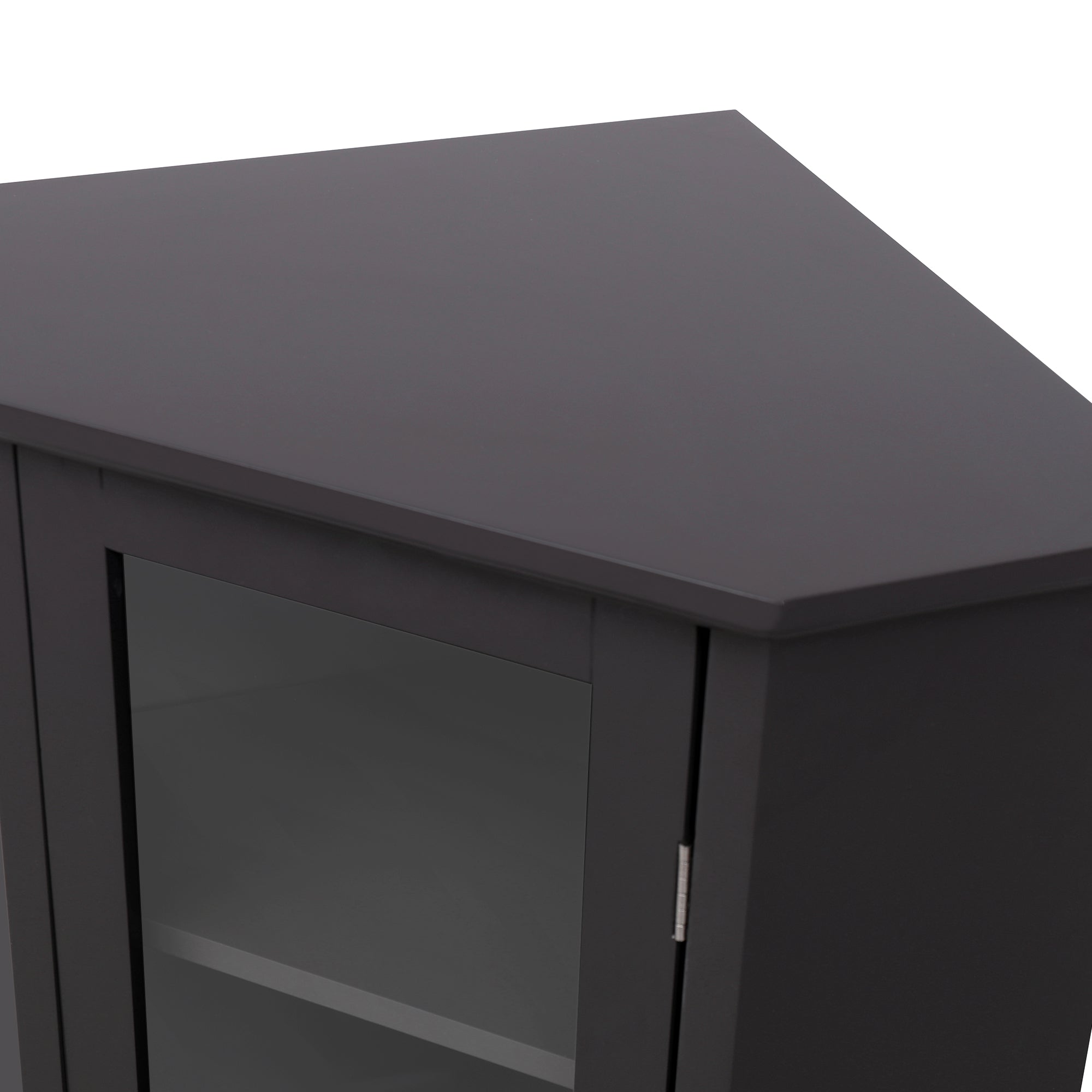 42" Wood 1-door Storage Corner Cabinet with Glass Door