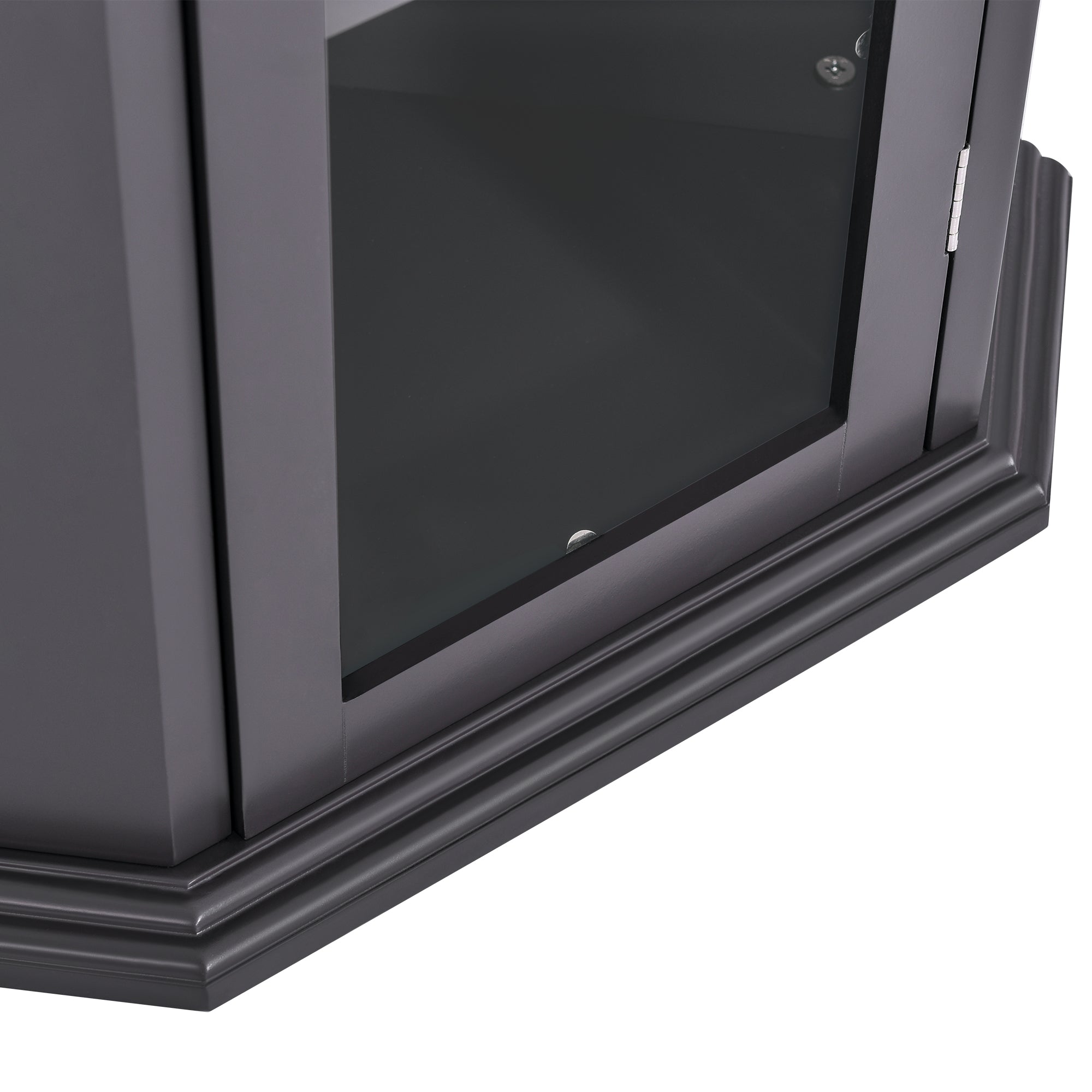 42" Wood 1-door Storage Corner Cabinet with Glass Door