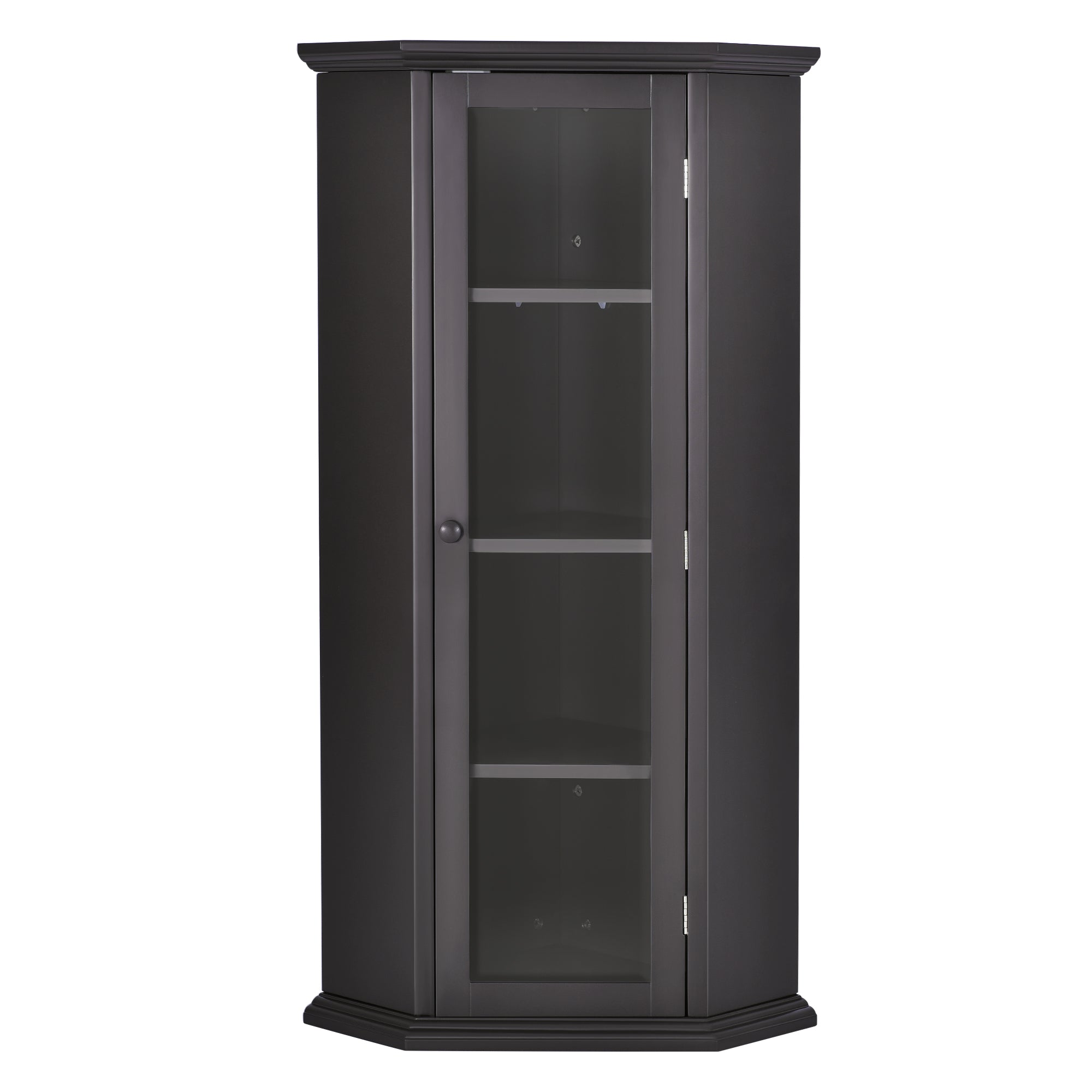 42" Wood 1-door Storage Corner Cabinet with Glass Door