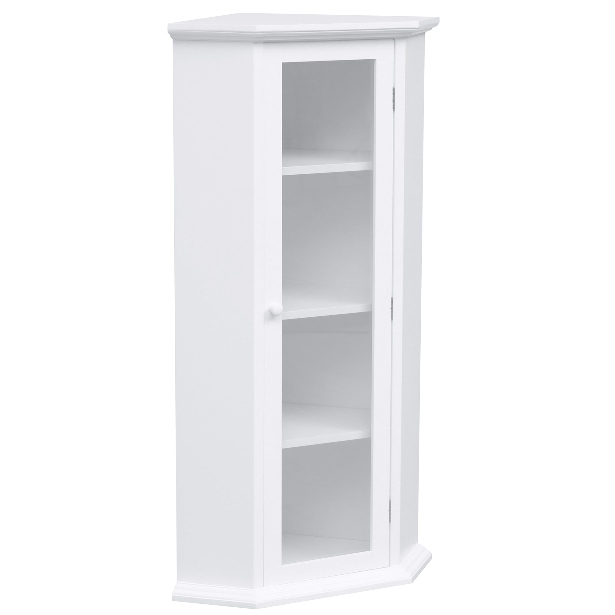 42" Wood 1-door Storage Corner Cabinet with Glass Door