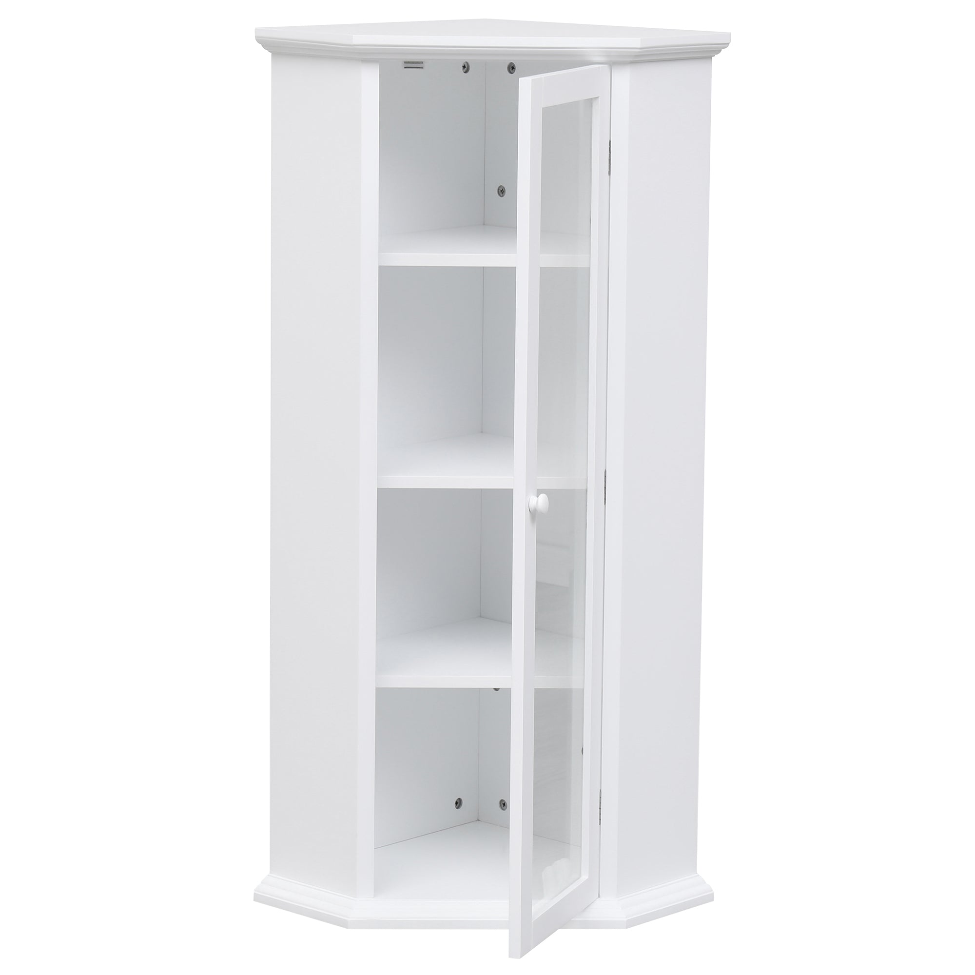 42" Wood 1-door Storage Corner Cabinet with Glass Door