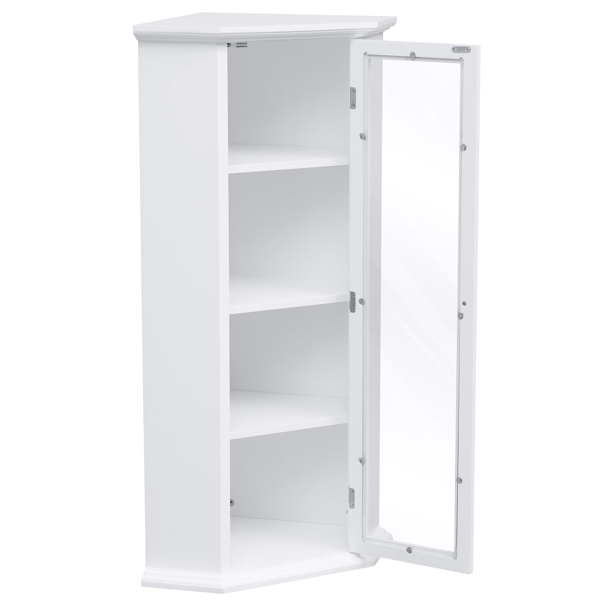 42" Wood 1-door Storage Corner Cabinet with Glass Door