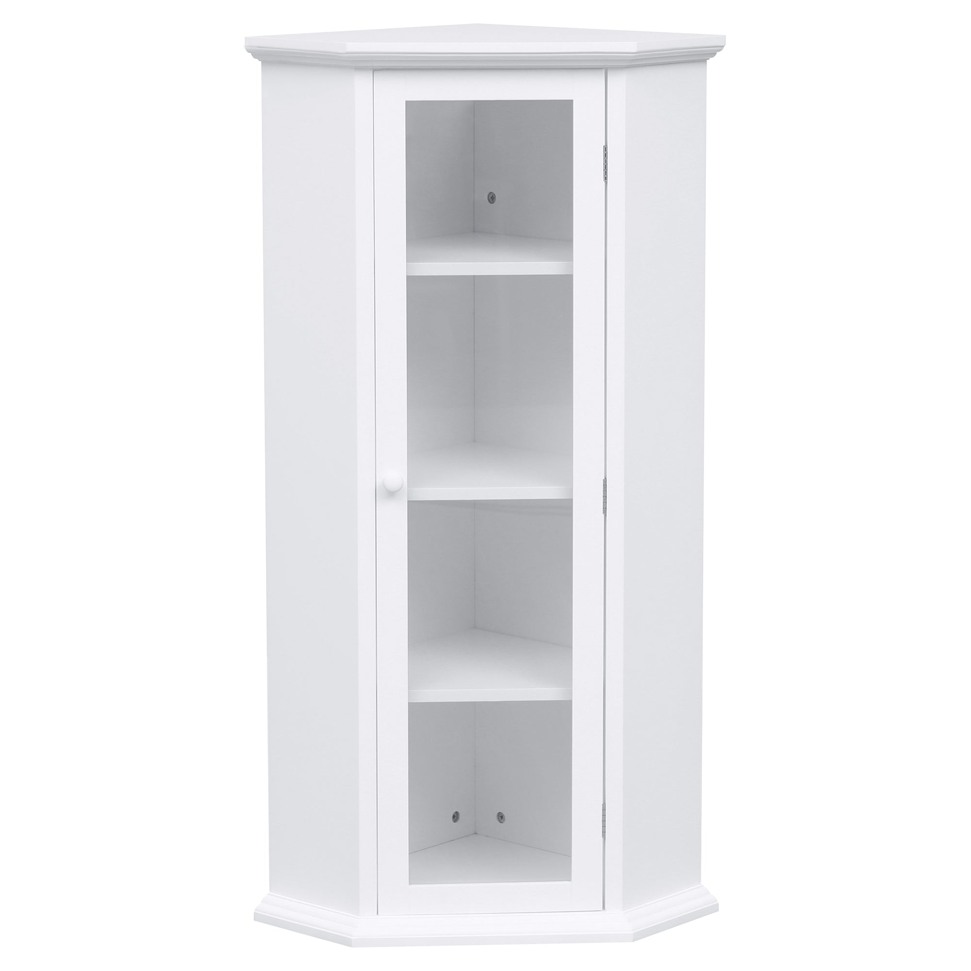 42" Wood 1-door Storage Corner Cabinet with Glass Door
