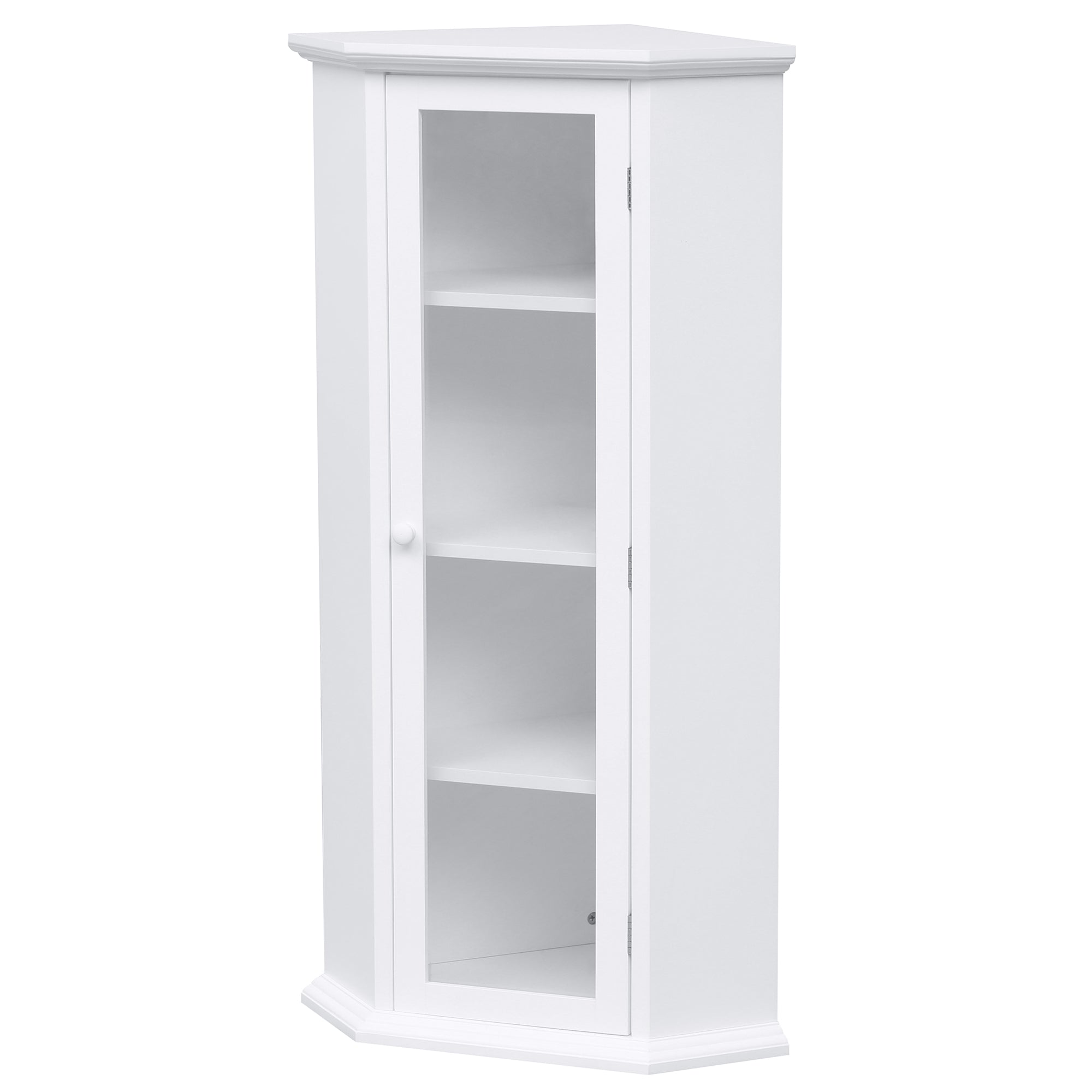42" Wood 1-door Storage Corner Cabinet with Glass Door
