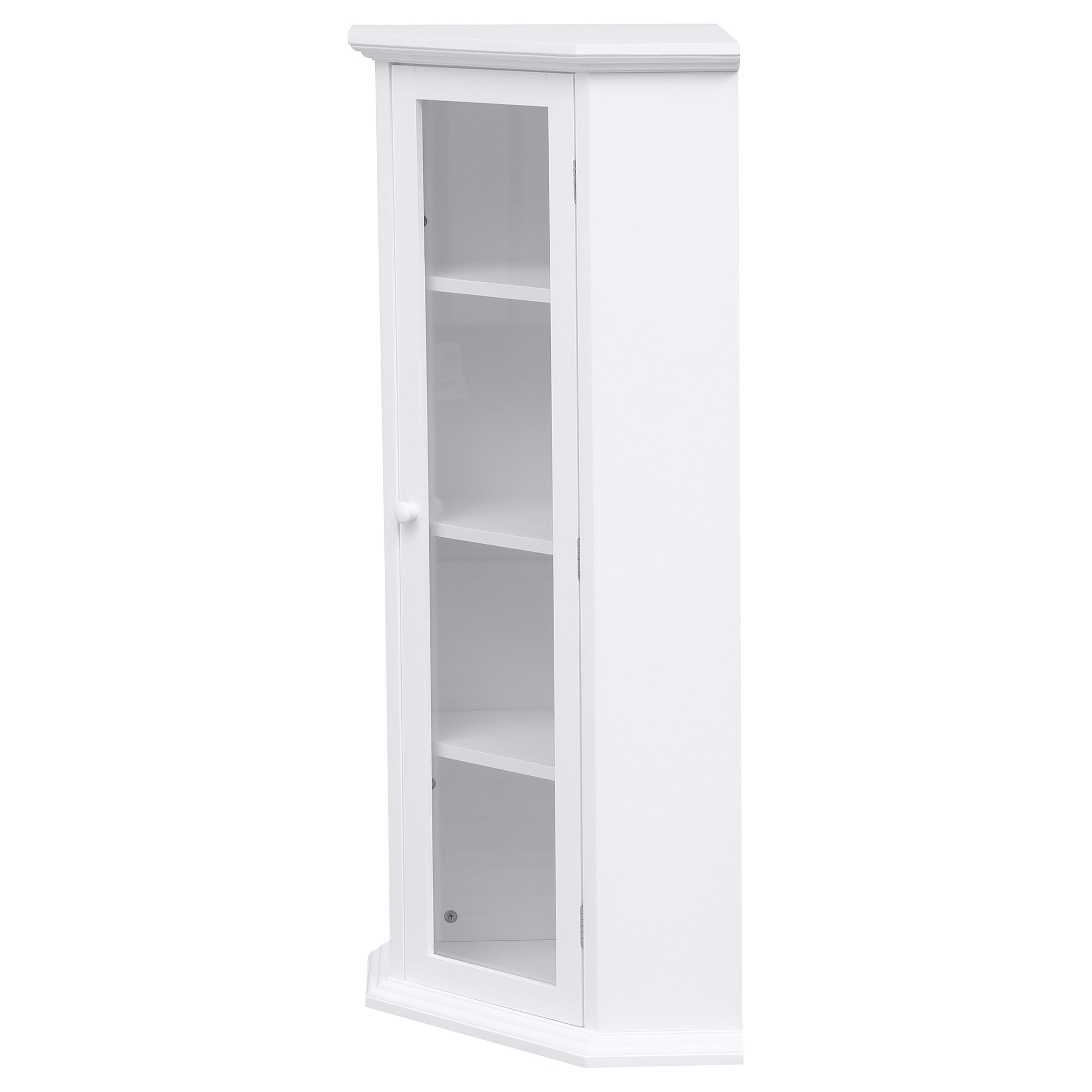42" Wood 1-door Storage Corner Cabinet with Glass Door