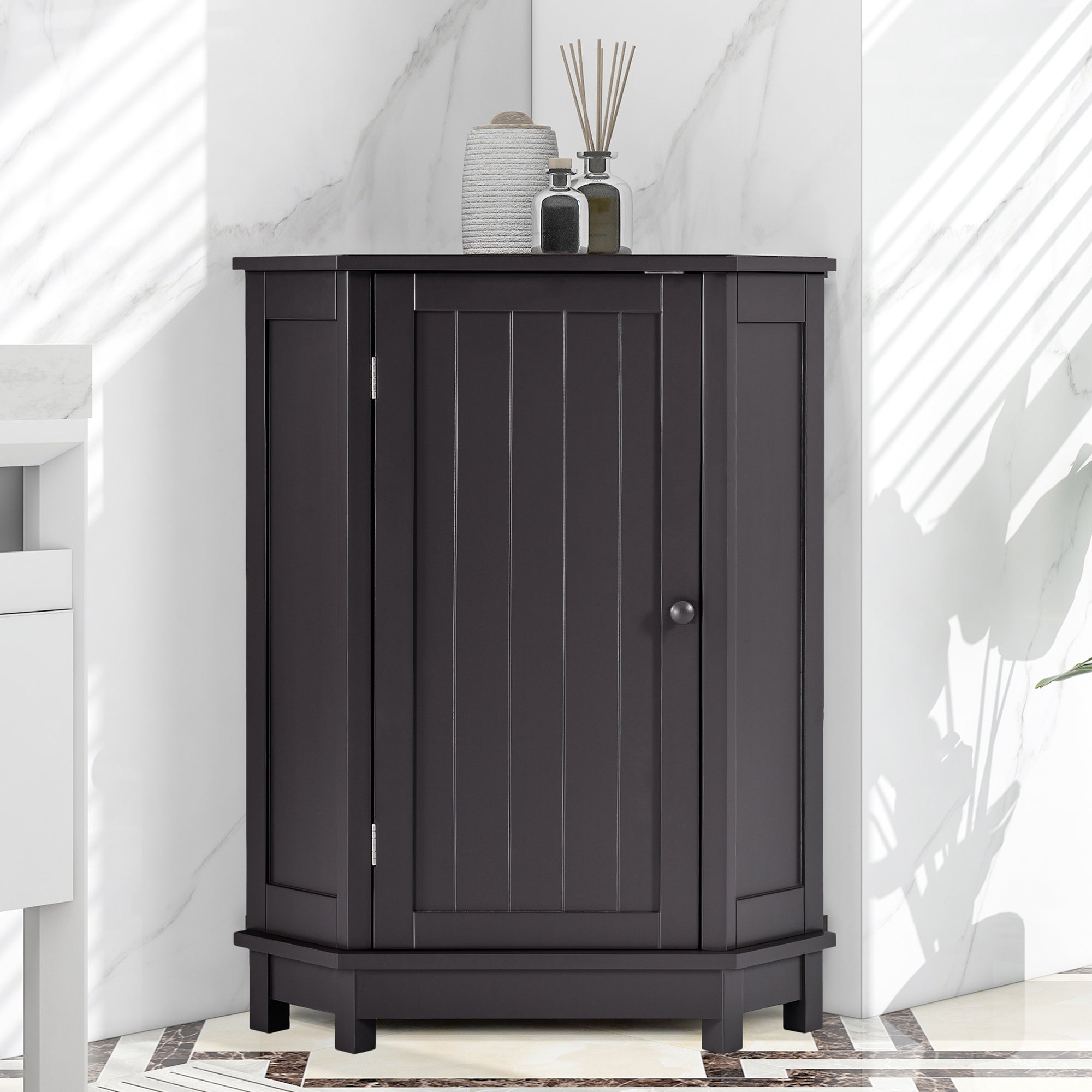 31" Wood 1-door Bathroom Cabinet with Interior Shelves