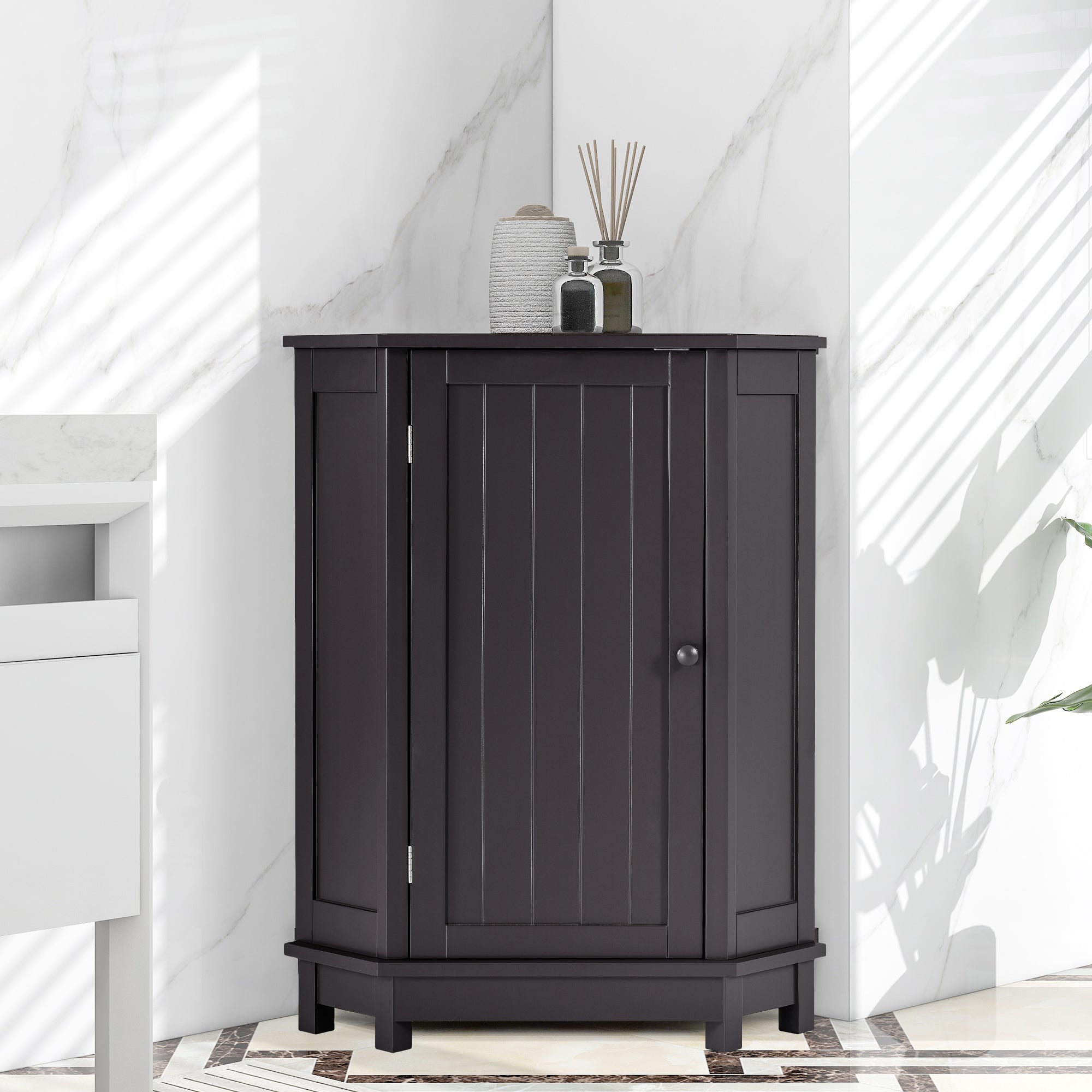 31" Wood 1-door Bathroom Cabinet with Interior Shelves