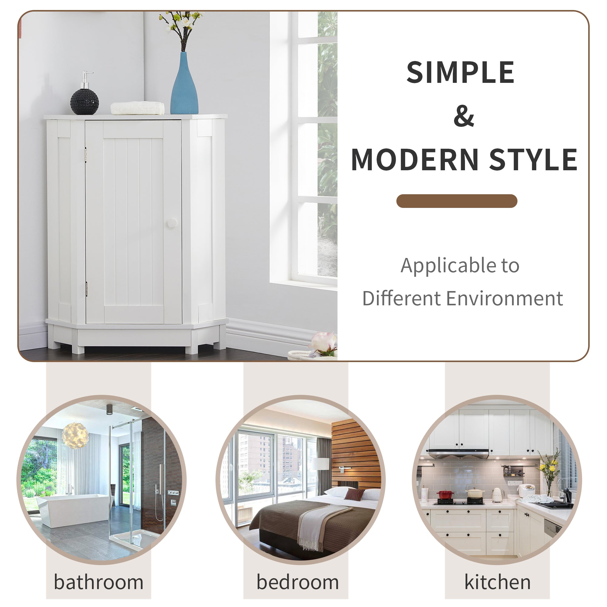 31" Wood 1-door Bathroom Cabinet with Interior Shelves