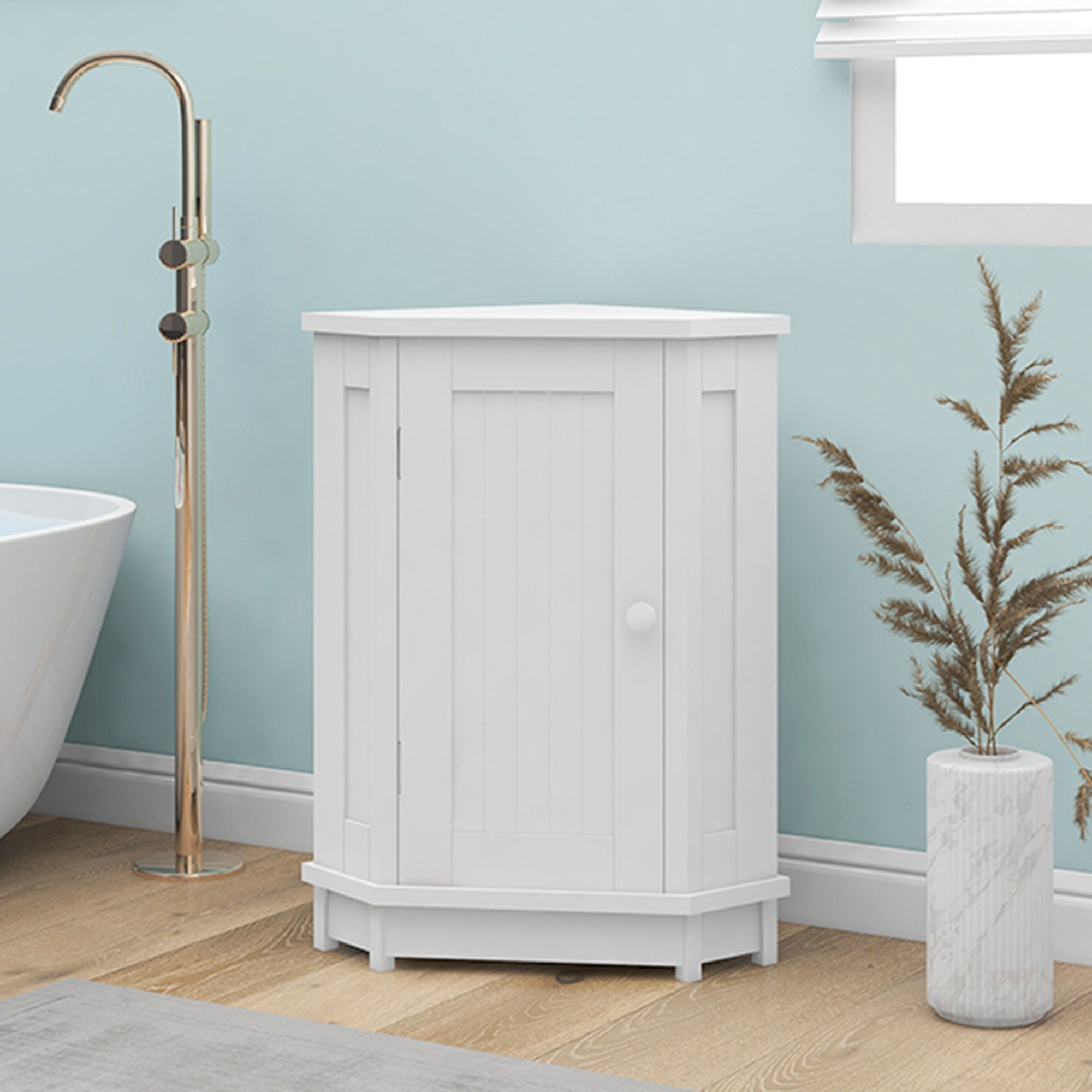 31" Wood 1-door Bathroom Cabinet with Interior Shelves