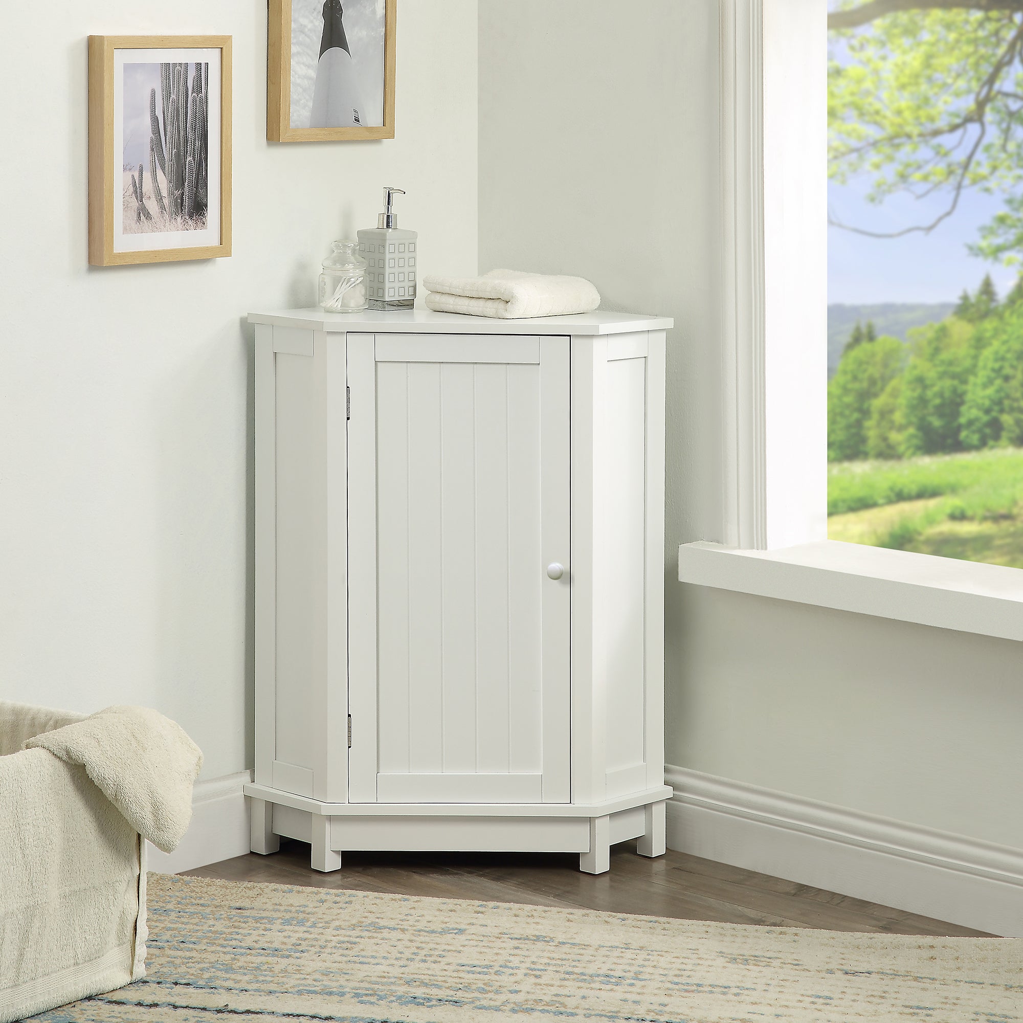 31" Wood 1-door Bathroom Cabinet with Interior Shelves