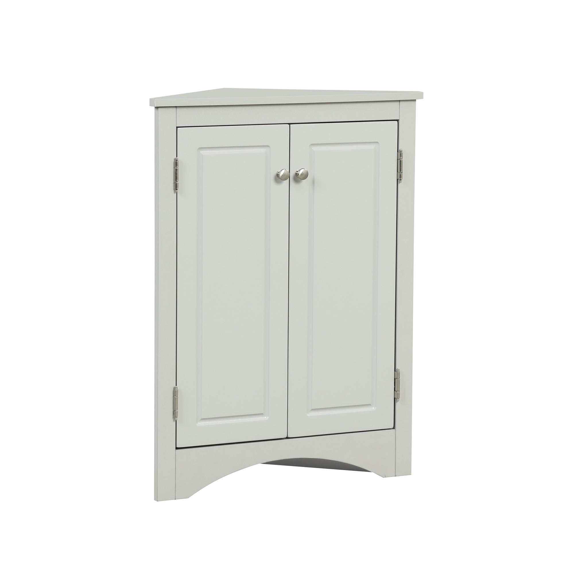 32" Wood 2-door Bathroom Corner Cabinet with Adjustable Shelves