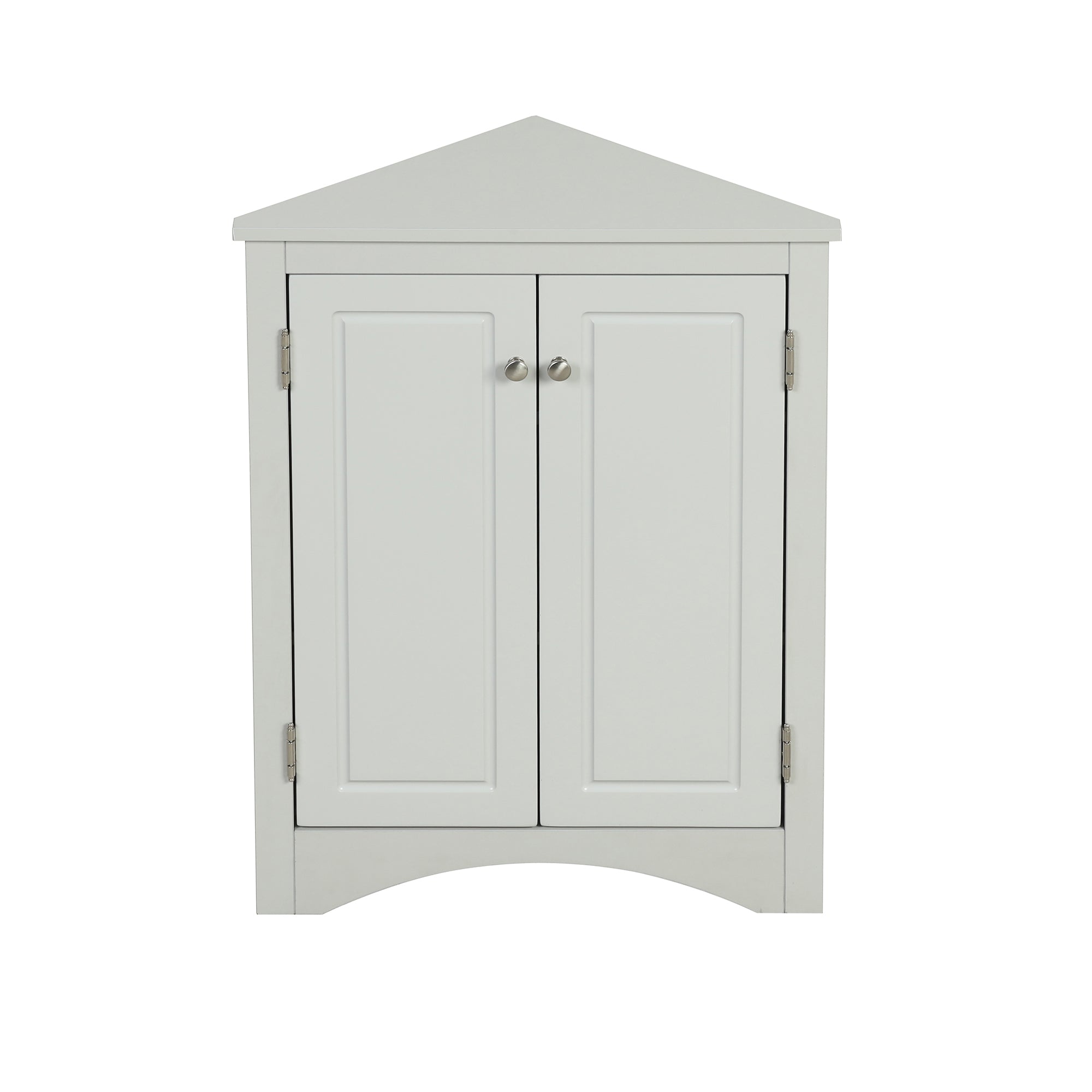 32" Wood 2-door Bathroom Corner Cabinet with Adjustable Shelves