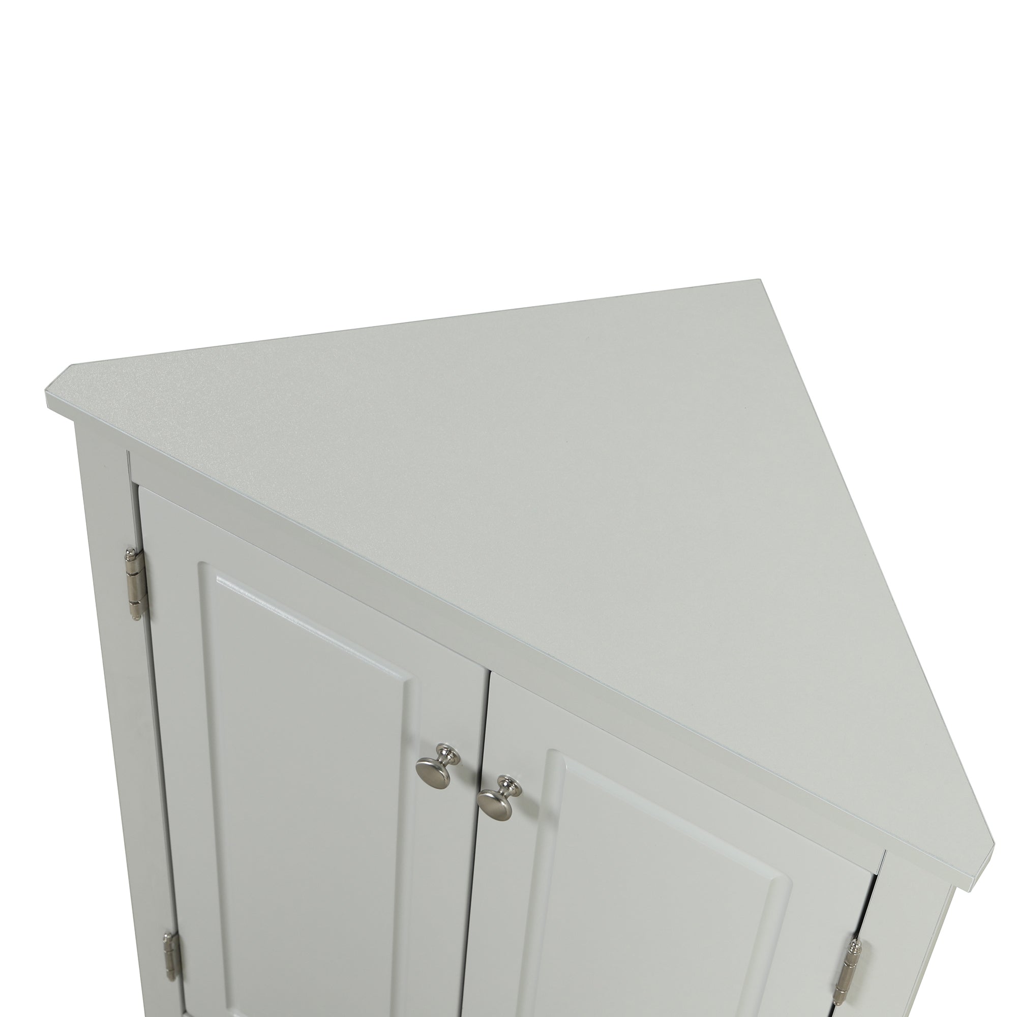 32" Wood 2-door Bathroom Corner Cabinet with Adjustable Shelves