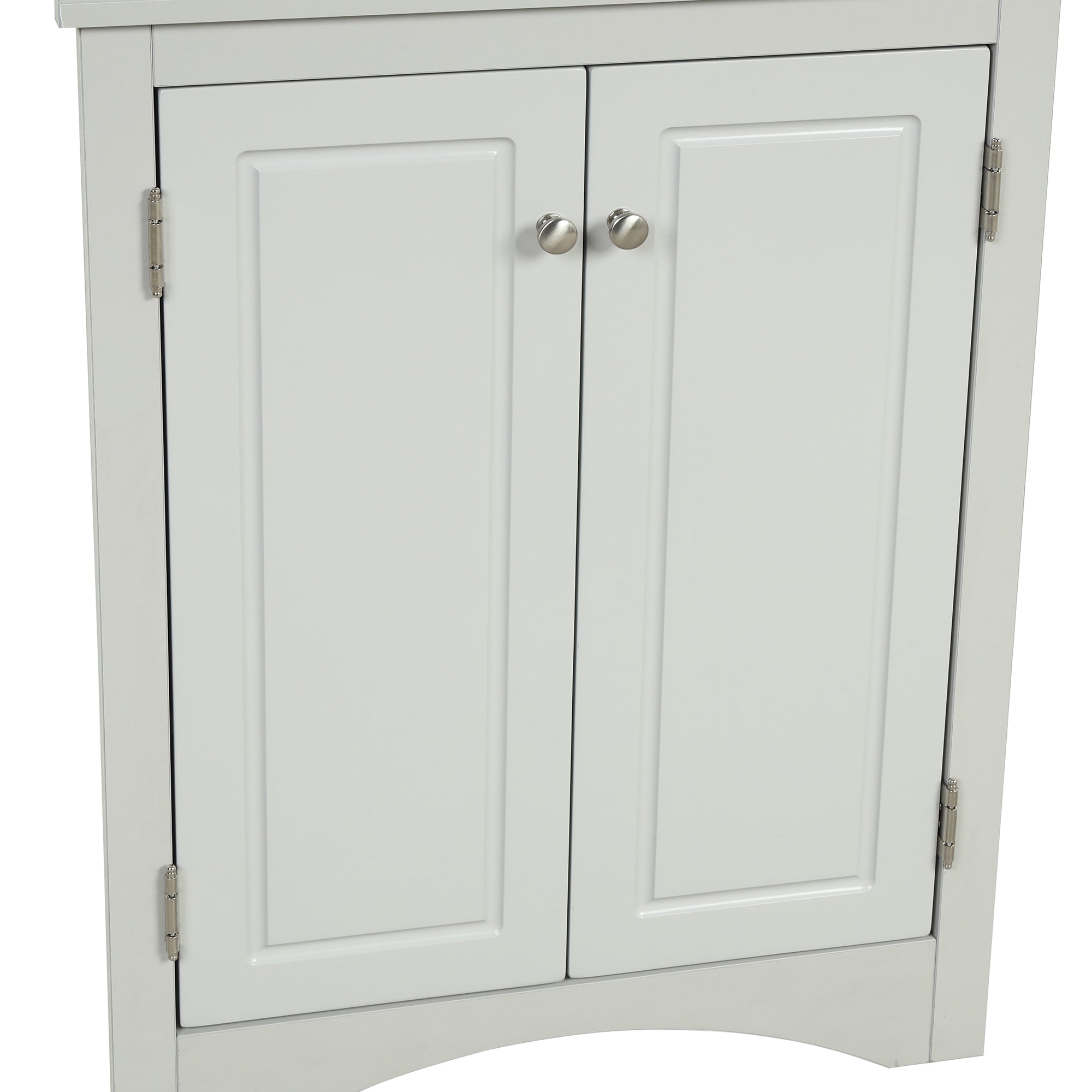 32" Wood 2-door Bathroom Corner Cabinet with Adjustable Shelves