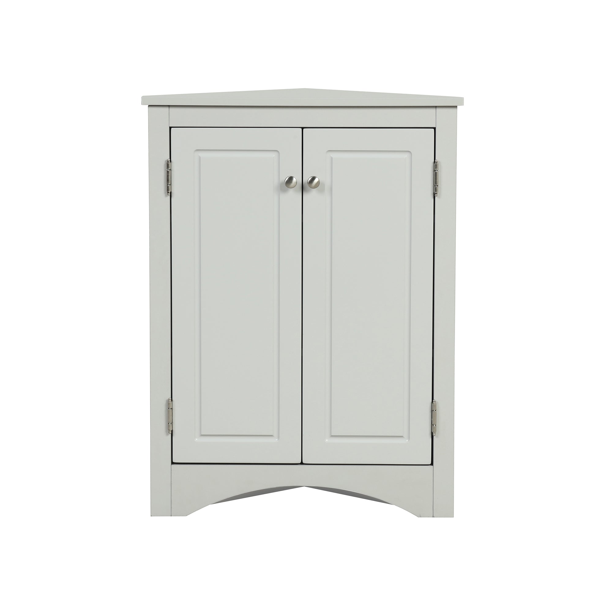 32" Wood 2-door Bathroom Corner Cabinet with Adjustable Shelves