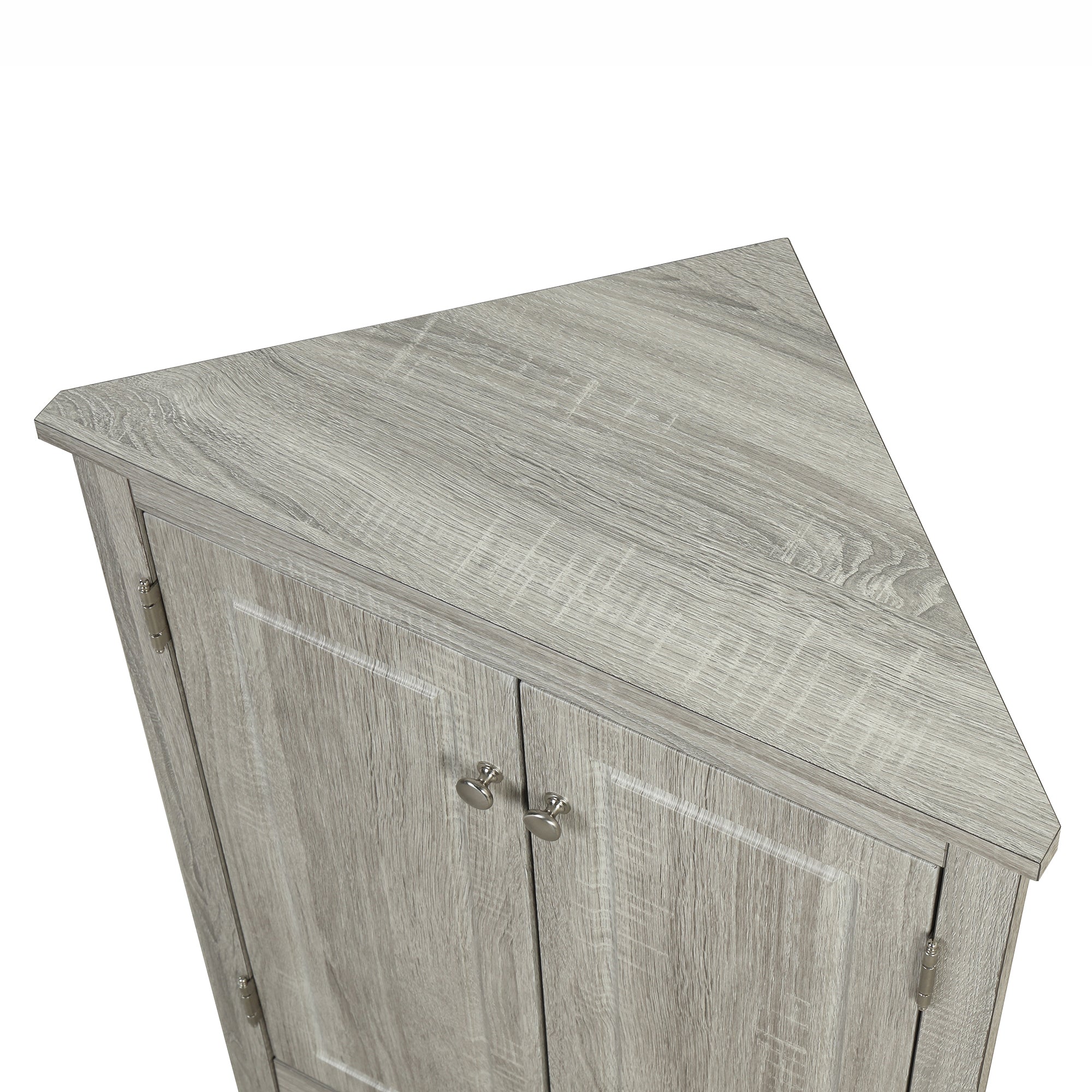 32" Wood 2-door Bathroom Corner Cabinet with Adjustable Shelves