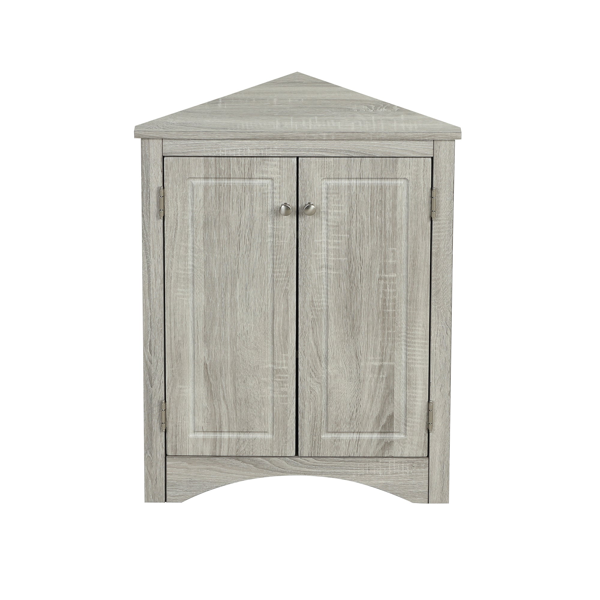 32" Wood 2-door Bathroom Corner Cabinet with Adjustable Shelves