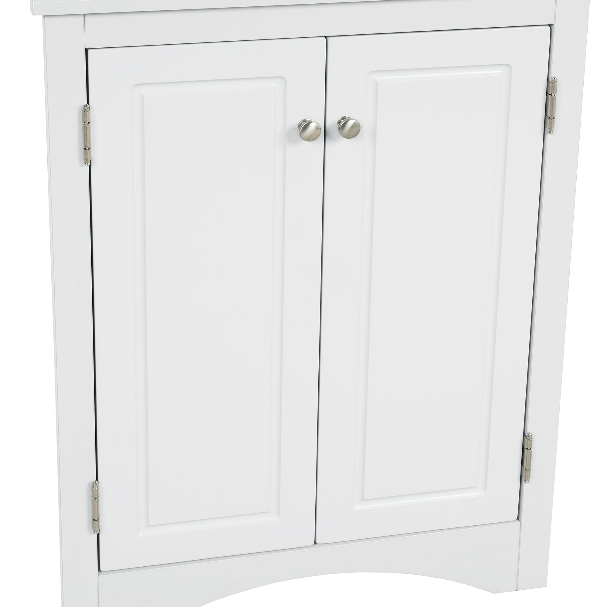 32" Wood 2-door Bathroom Corner Cabinet with Adjustable Shelves