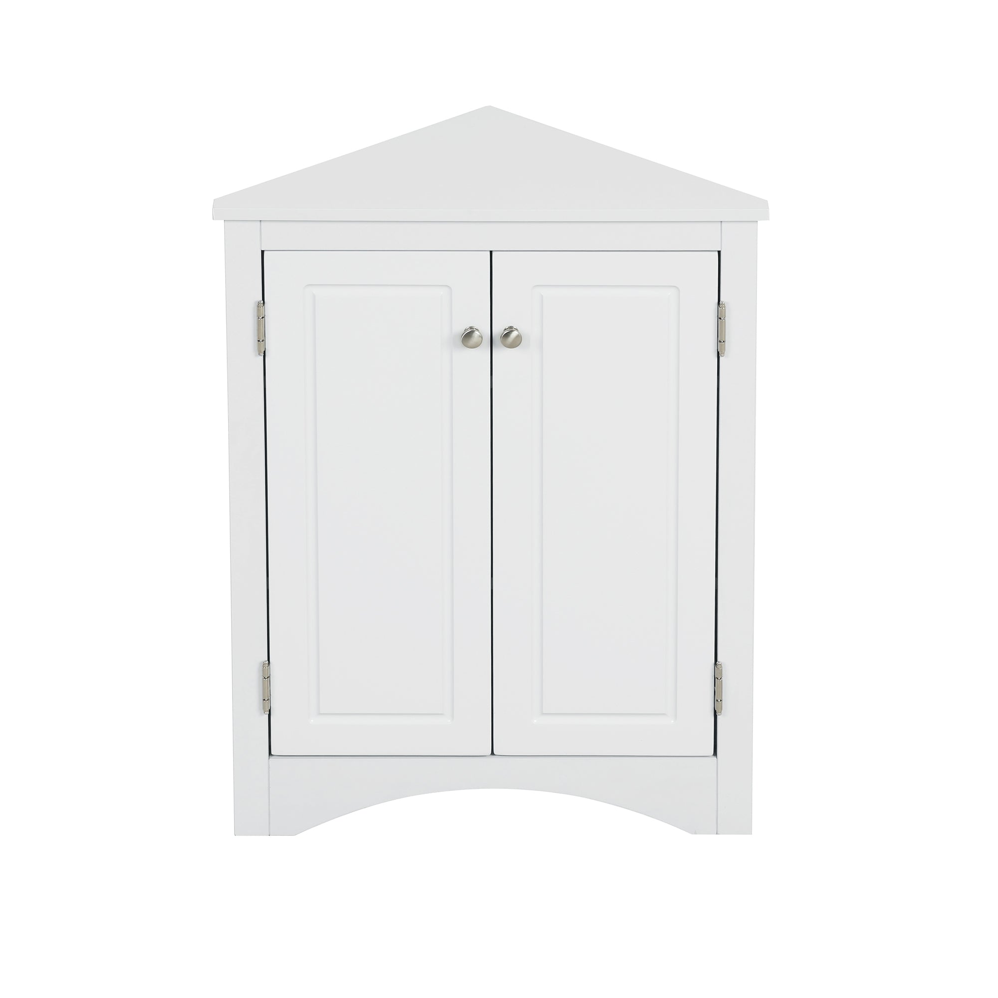 32" Wood 2-door Bathroom Corner Cabinet with Adjustable Shelves