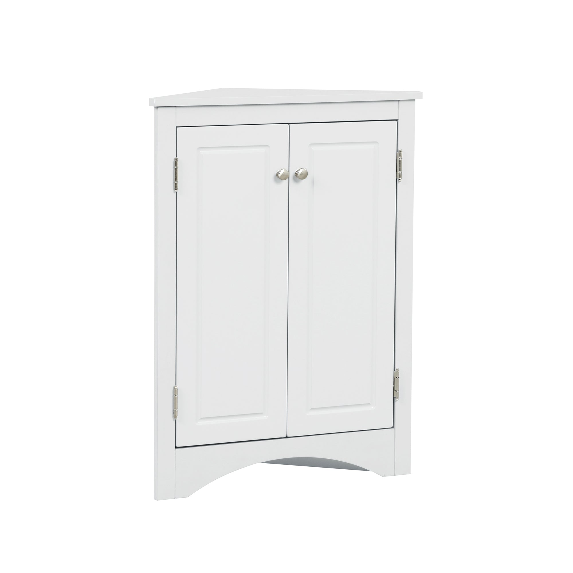 32" Wood 2-door Bathroom Corner Cabinet with Adjustable Shelves