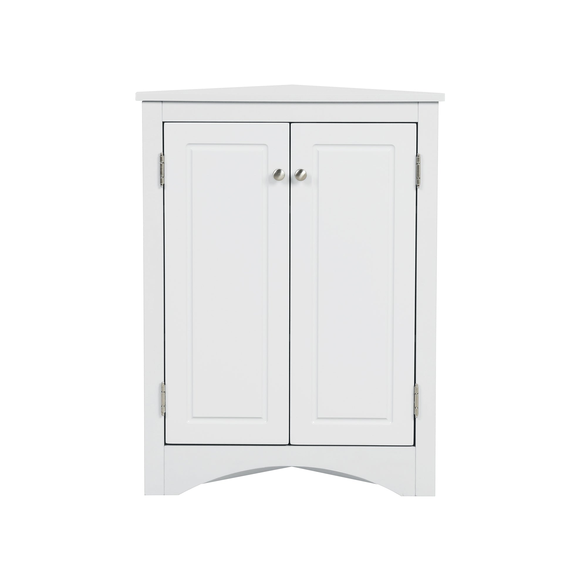 32" Wood 2-door Bathroom Corner Cabinet with Adjustable Shelves