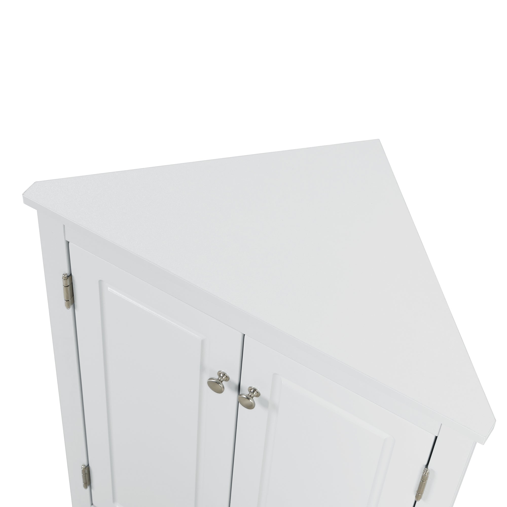 32" Wood 2-door Bathroom Corner Cabinet with Adjustable Shelves
