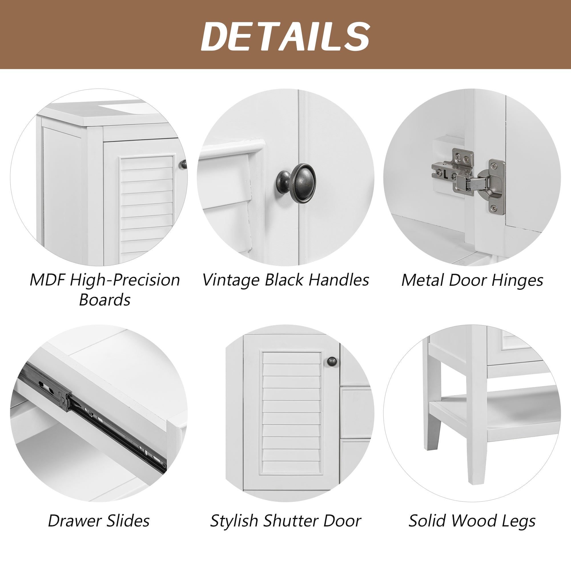 36 in. W x 18. in. D Bathroom Vanity in White with White Ceramic Sink