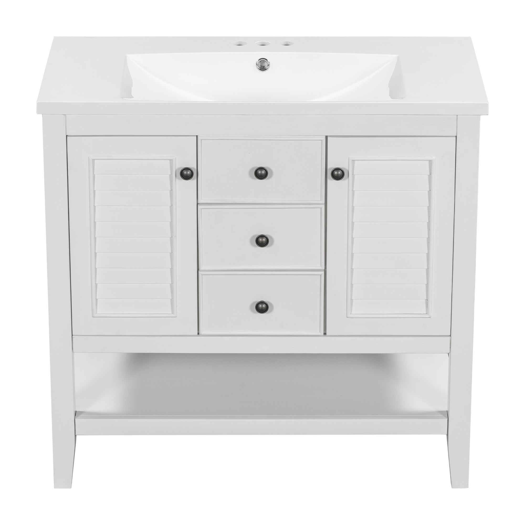 36 in. W x 18. in. D Bathroom Vanity in White with White Ceramic Sink